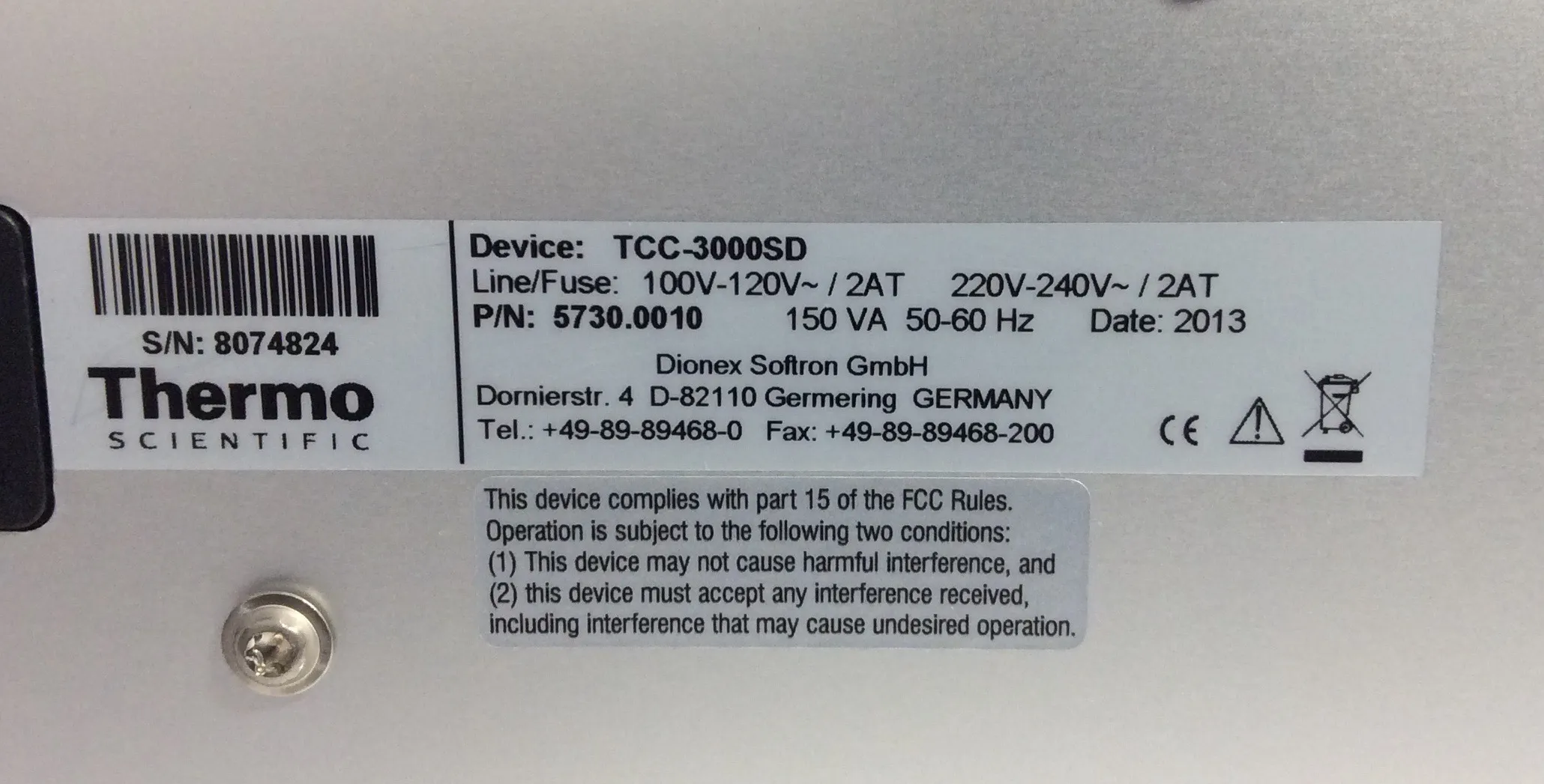 Thermo Fisher Dionex UltiMate TCC-3000SD Standard Thermostatted Column Compartments