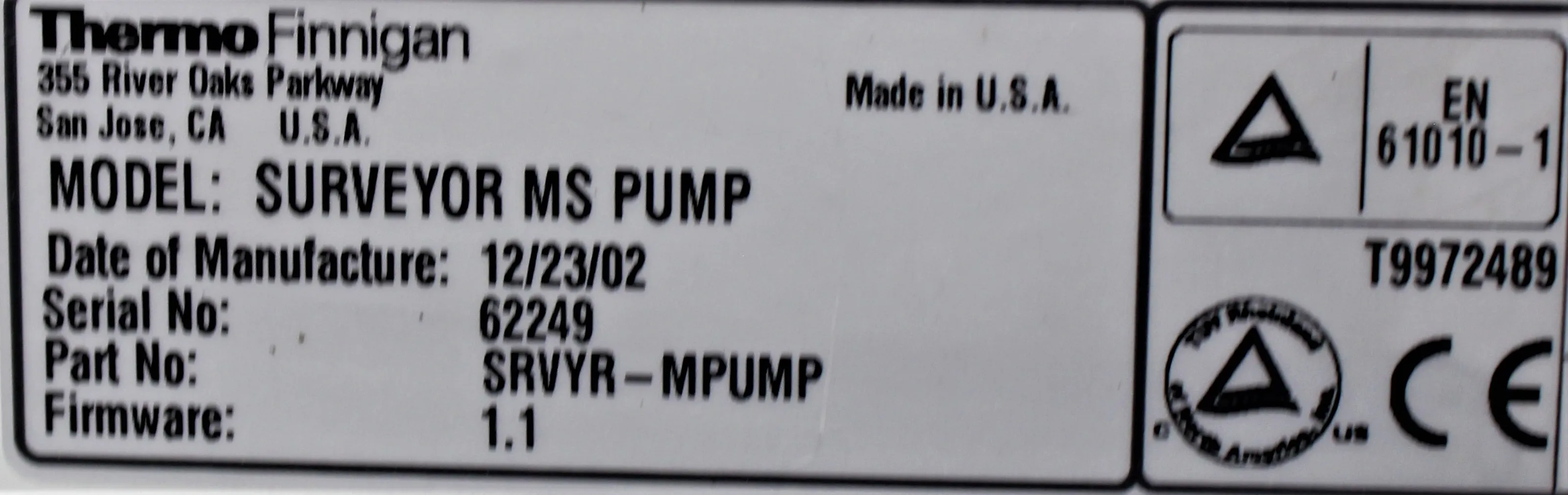 Thermo Finnigan Surveyor MS Pump HPLC/FPLC/GC/CE Pump Unit