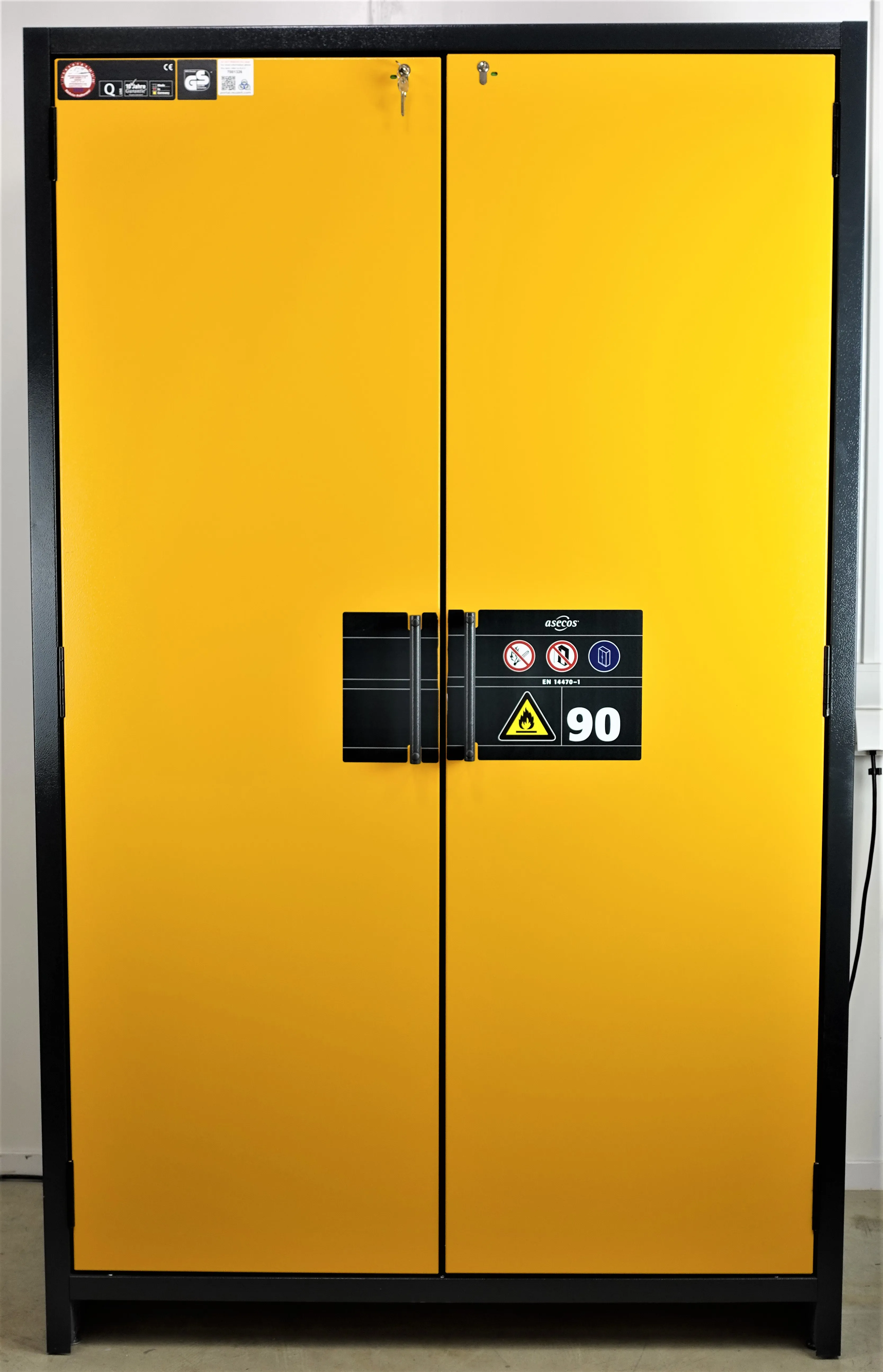 Denios Fireresistant Safety Cabinet Q90 Yellow - Used Laboratory Equipment