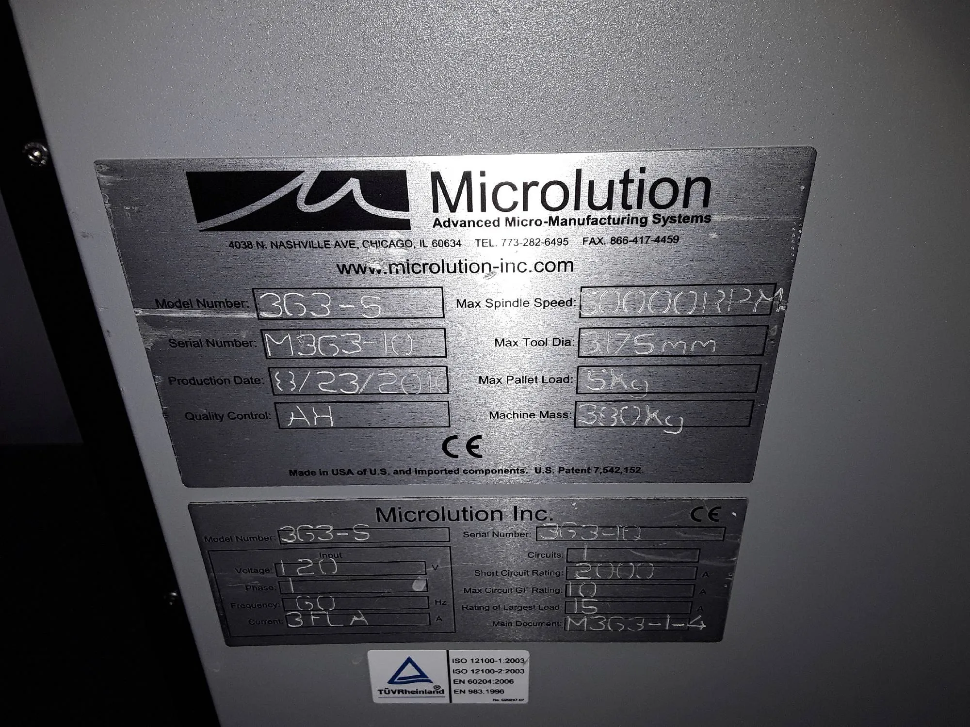 Microlution 363-S Precision-Optimized 3-Axis Micro Milling CNC Horizontal Machine - For Parts or Not Working