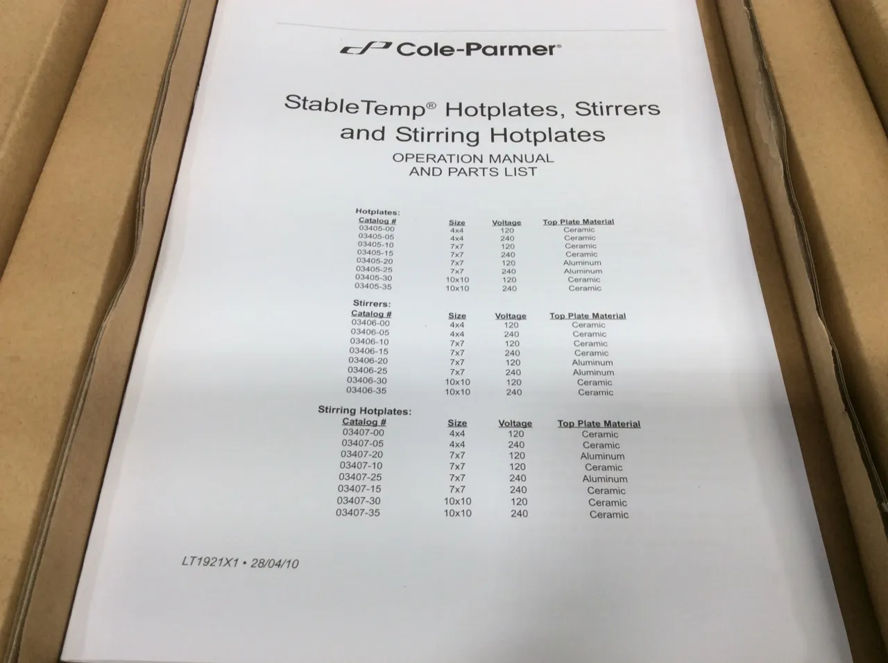 Cole Parmer StableTemp Hotplate Cat. 03405-10 Laboratory Equipment