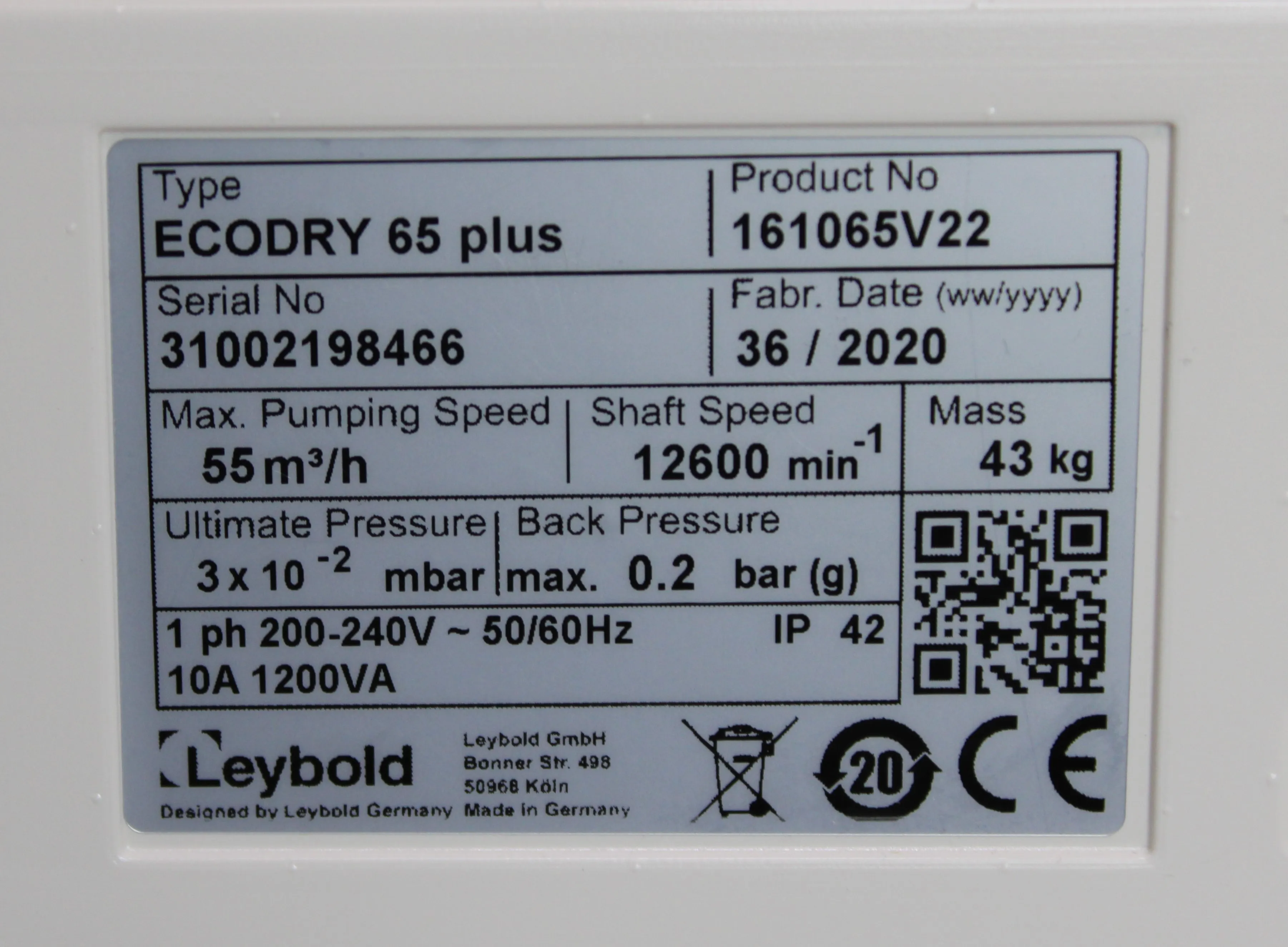 Leybold ECODRY 65 Plus Vacuum Pump