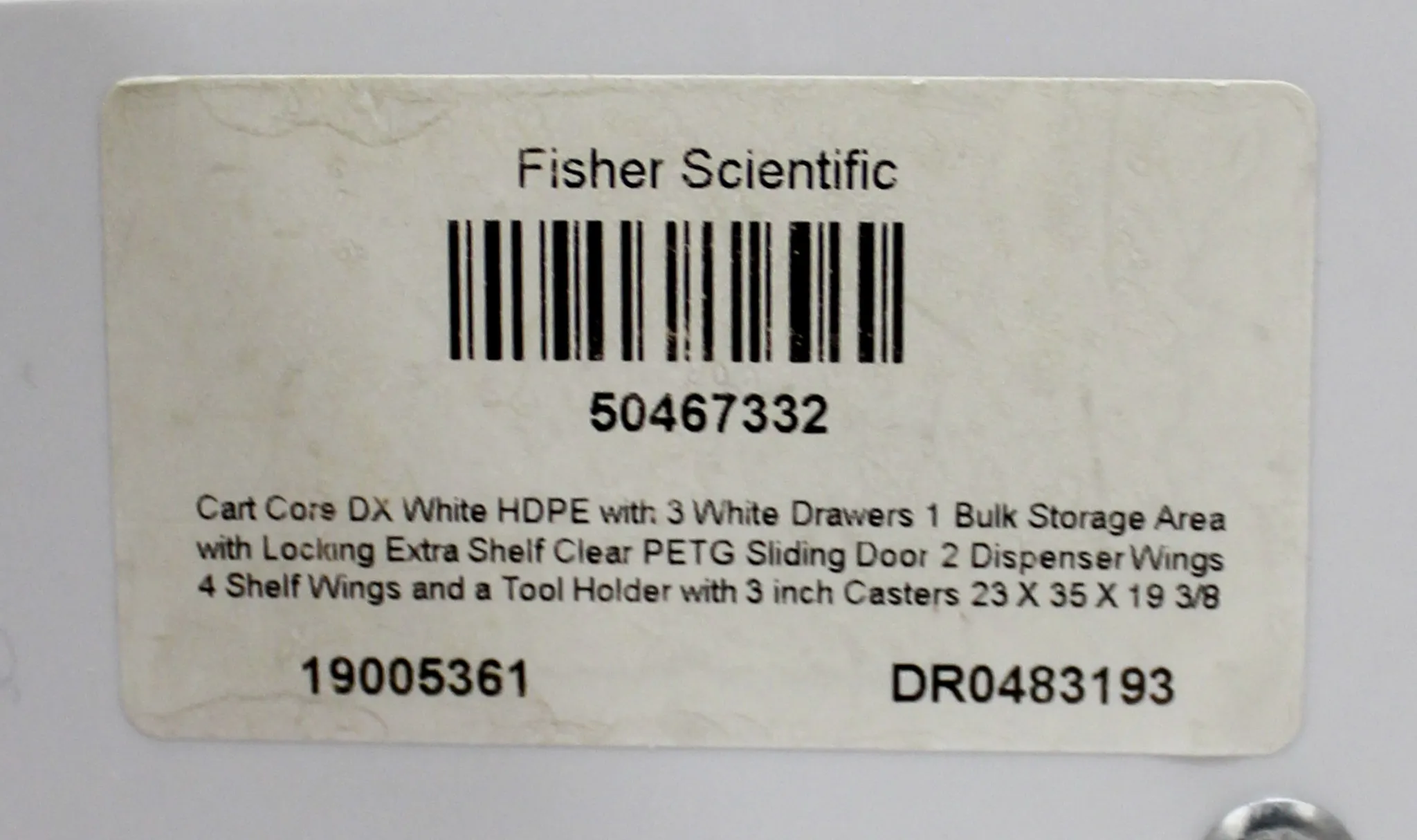 Fisher Scientific MRI Core DX Lab Cart HDPE 50467332