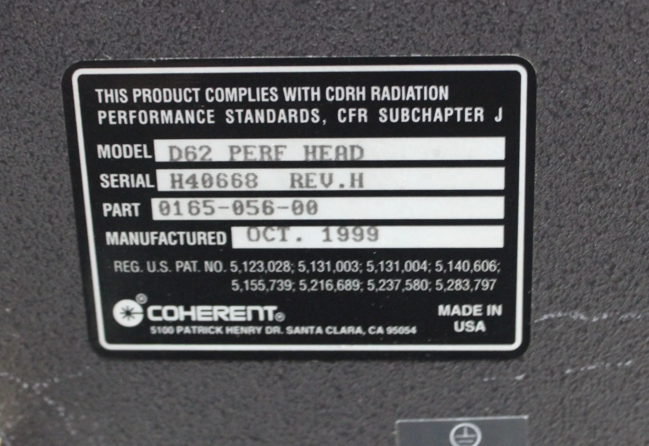 COHERENT D62 Perf Head Laser Module - Used Laboratory Equipment