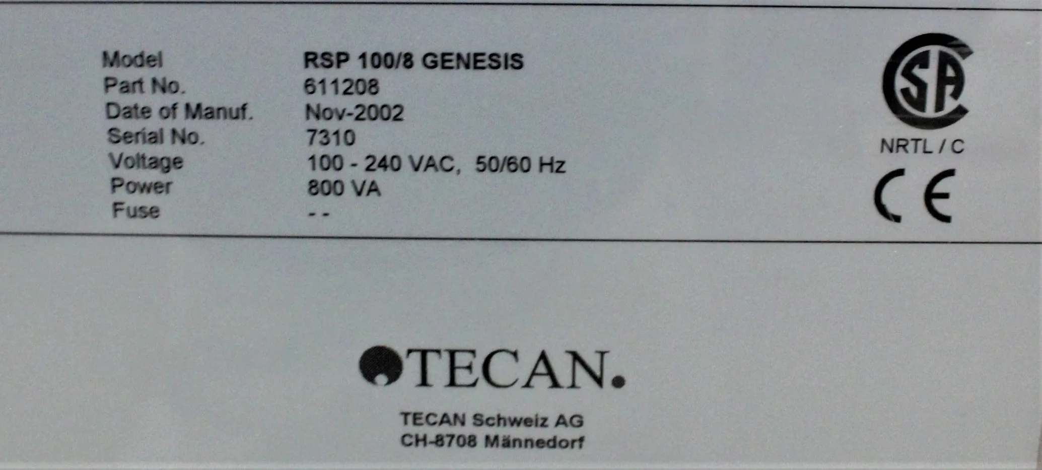 Used TECAN Genesis RSP 100/8 Automated Liquid Handler Lab Equipment w/ 30-Day Warranty