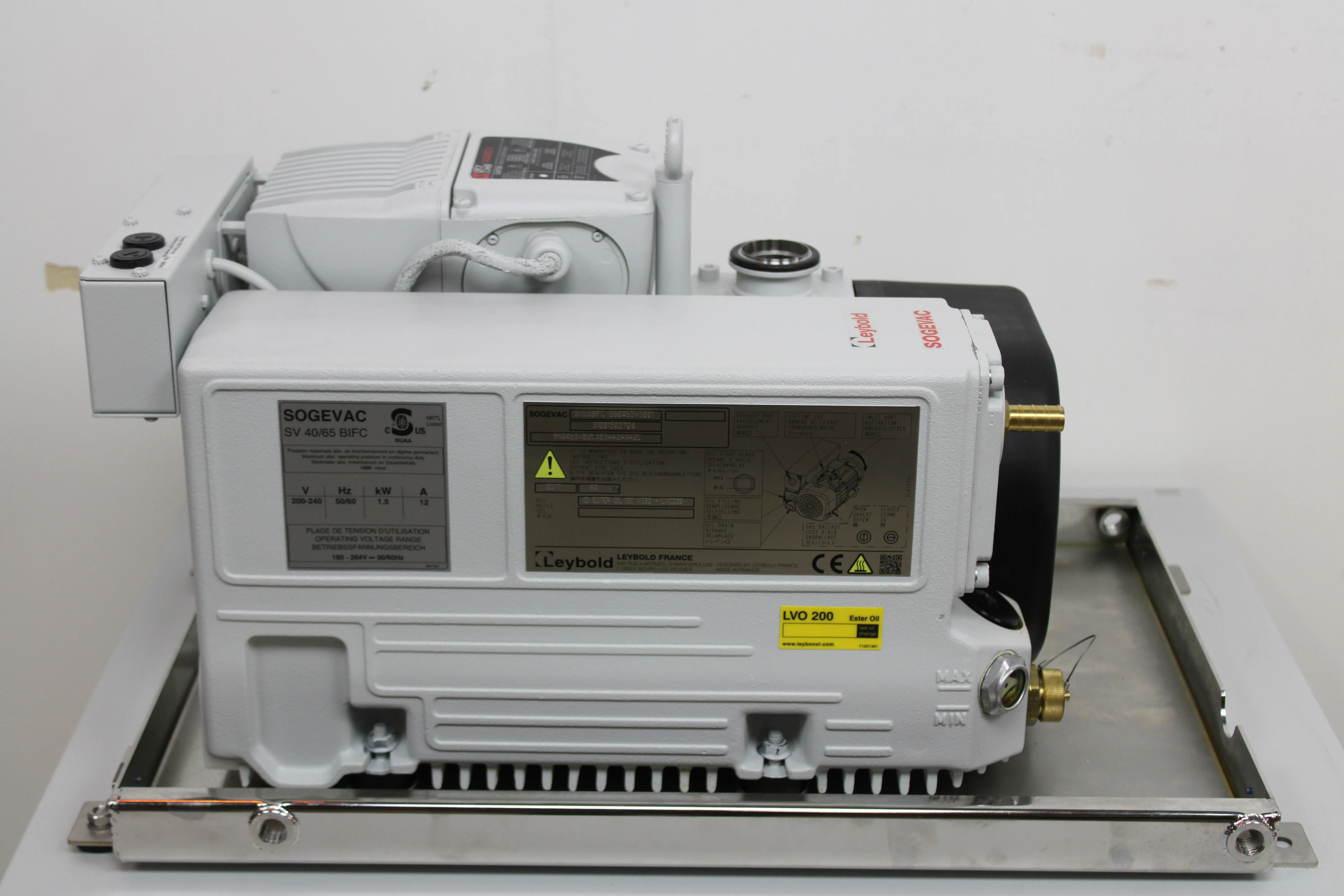 Used Leybold SOGEVAC SV 65 BI FC Vacuum Pump 120V/220V 50Hz/60Hz 30-Day Warranty