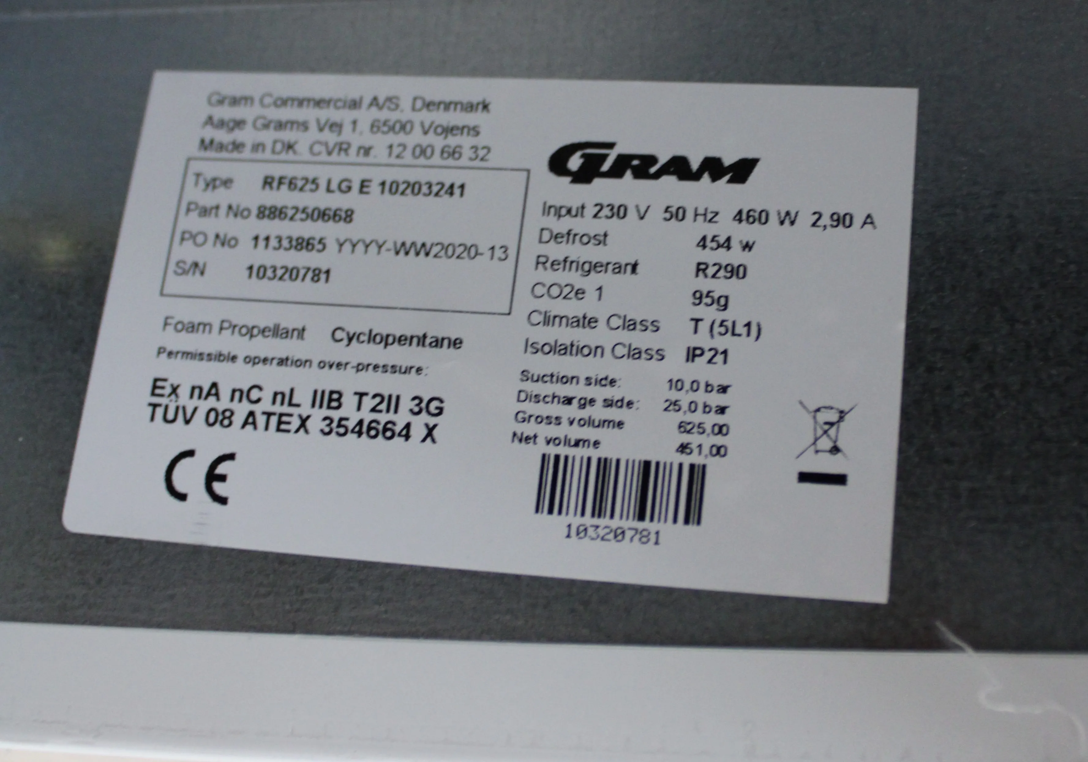 GRAM Bioline -25C Freezer RF625 LG E 10203241