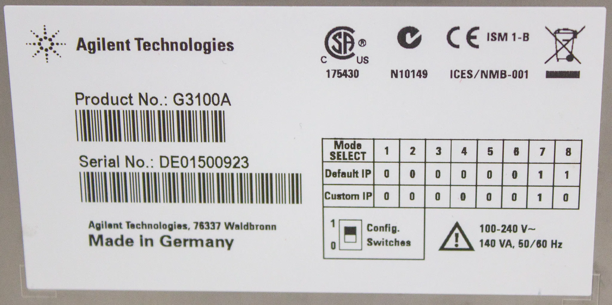 Agilent G3100A OFFGEL Fractionator Electrophoresis System