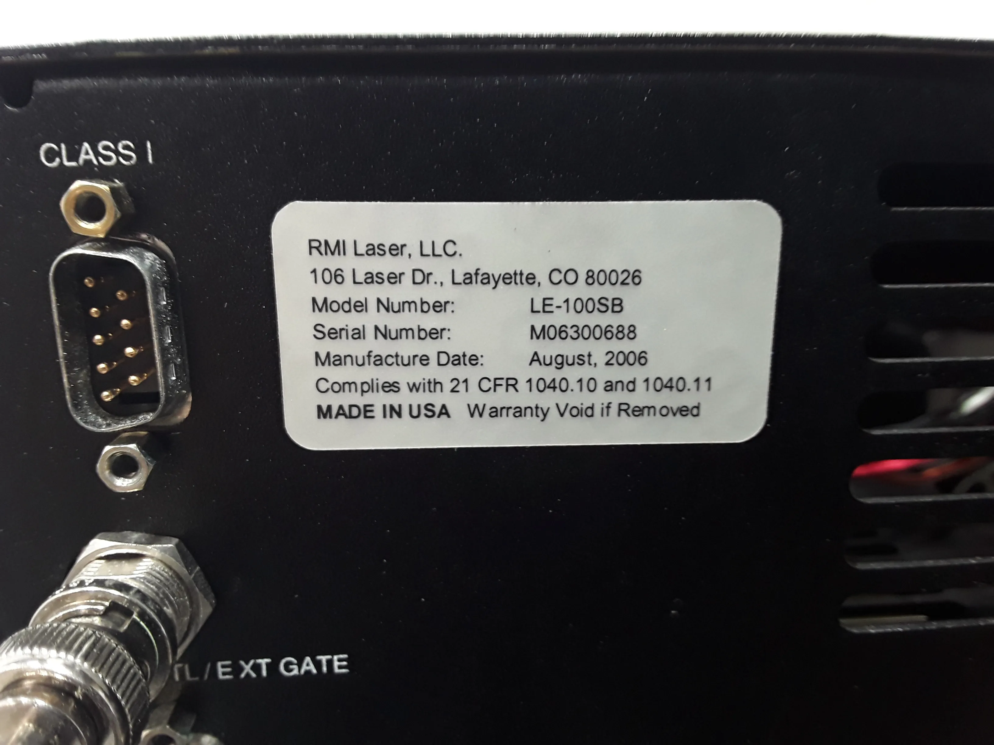 RMI Laser Division LE-100SB Laser Diode System with Controller F-00307QS