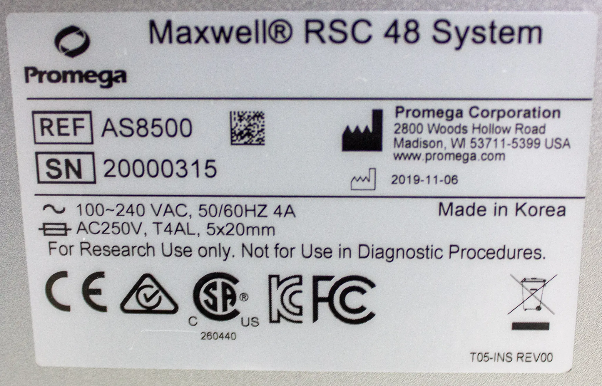 Promega Maxwell RSC48 Automated Nucleic Acid Purification Platform AS8500