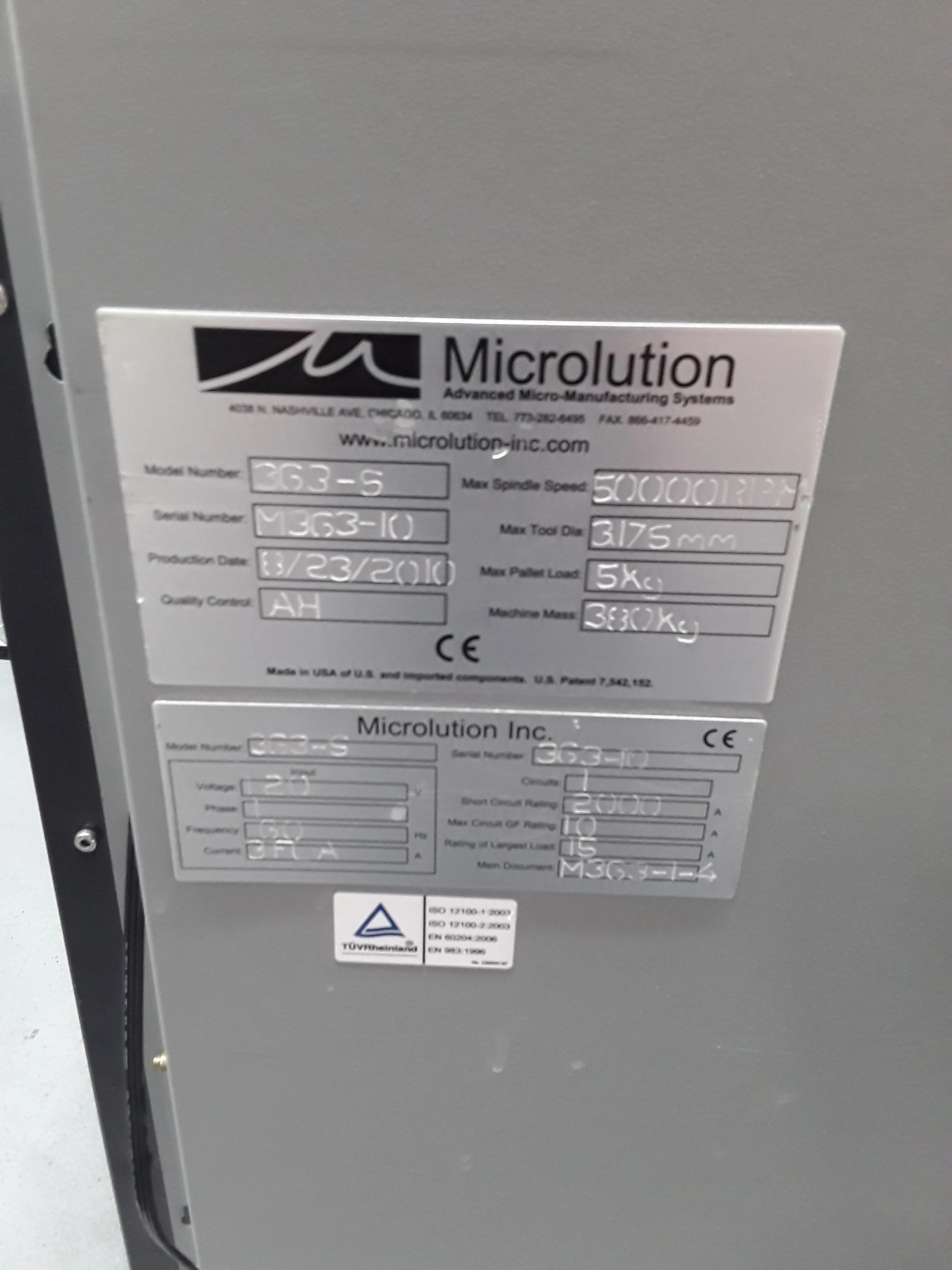 Microlution 363-S Precision-Optimized 3-Axis Micro Milling CNC Horizontal Machine - For Parts or Not Working