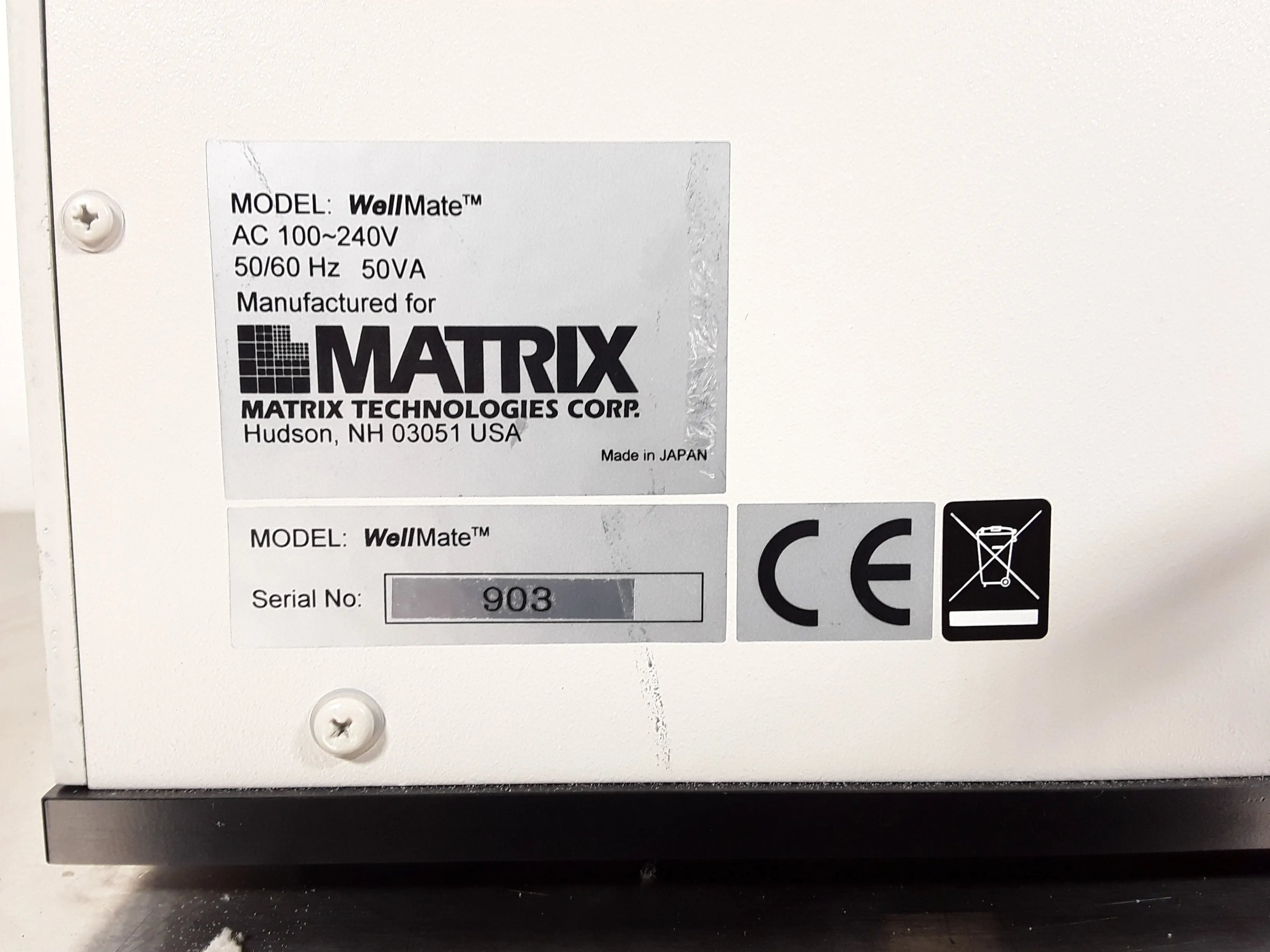 Matrix WellMate Automated Liquid Handler with 30-Day Warranty and 100% Parts and Labor Coverage