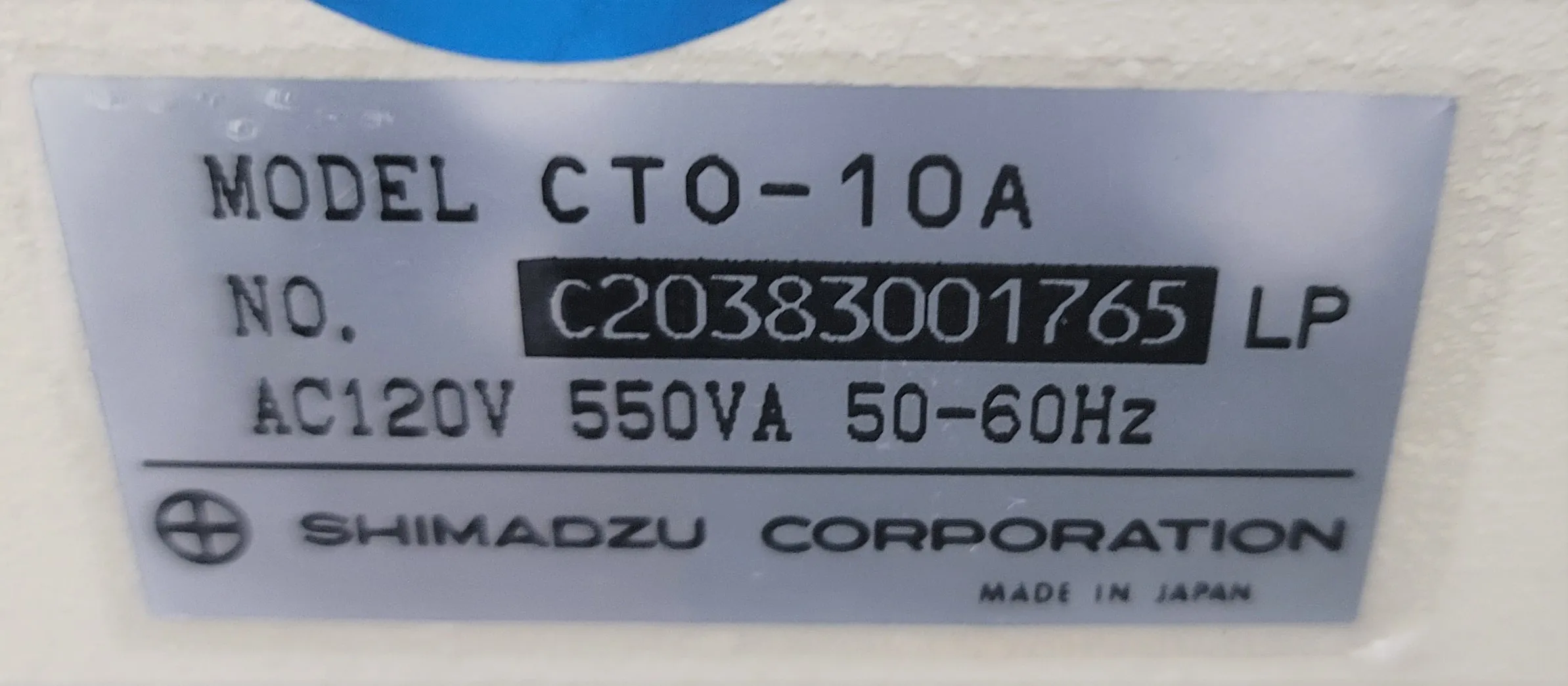 Shimadzu CTO-10A Column Oven with Forced Air Circulation