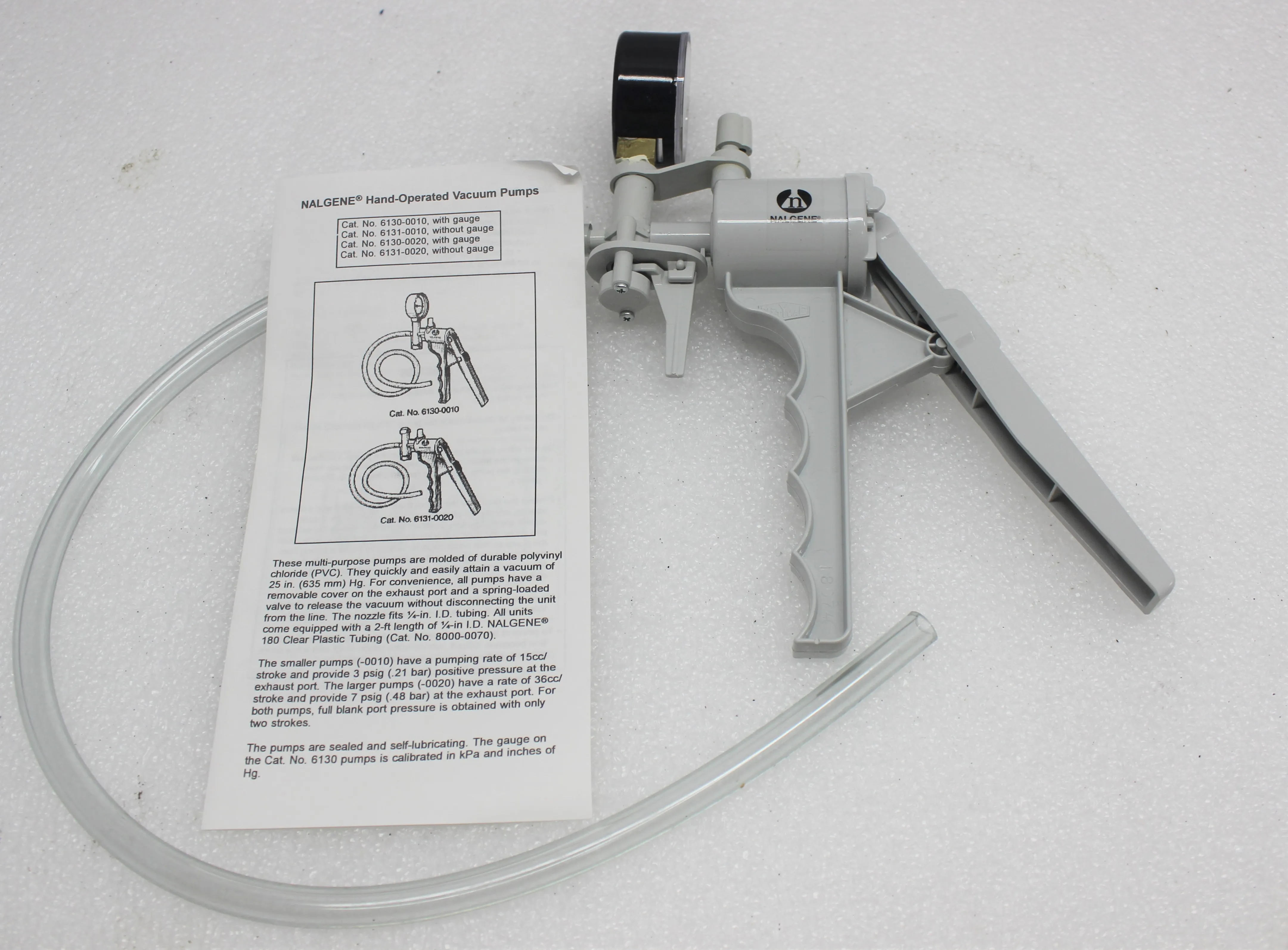 Nalgene MityVac Repairable Hand-Operated PVC Vacuum Pump with Gauge