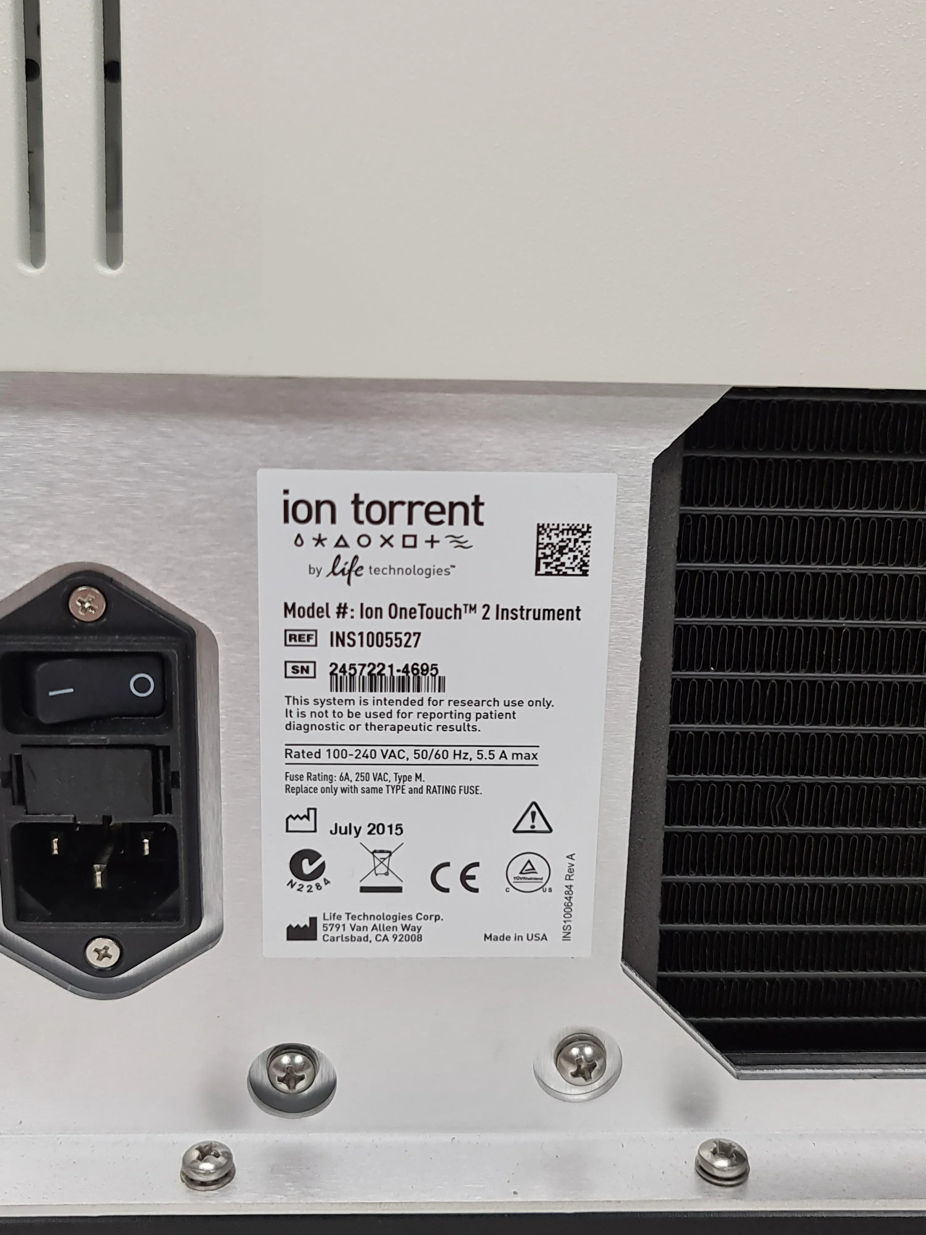 Life Technologies Ion Torrent Ion One Touch 2 DNA Sequencer