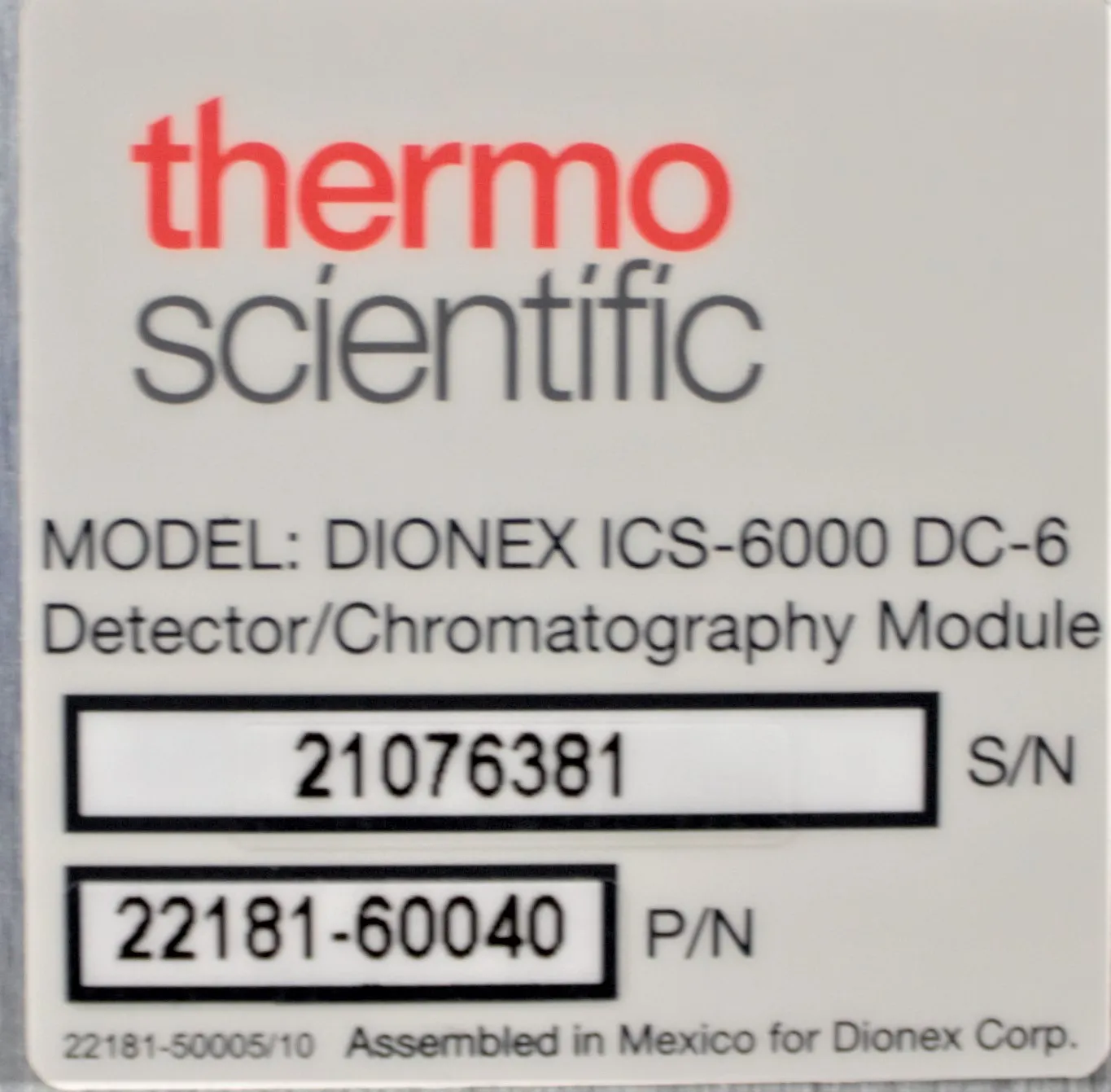 Thermo Scientific Dionex ICS-6000 DCDetector/Chromatography Compartment