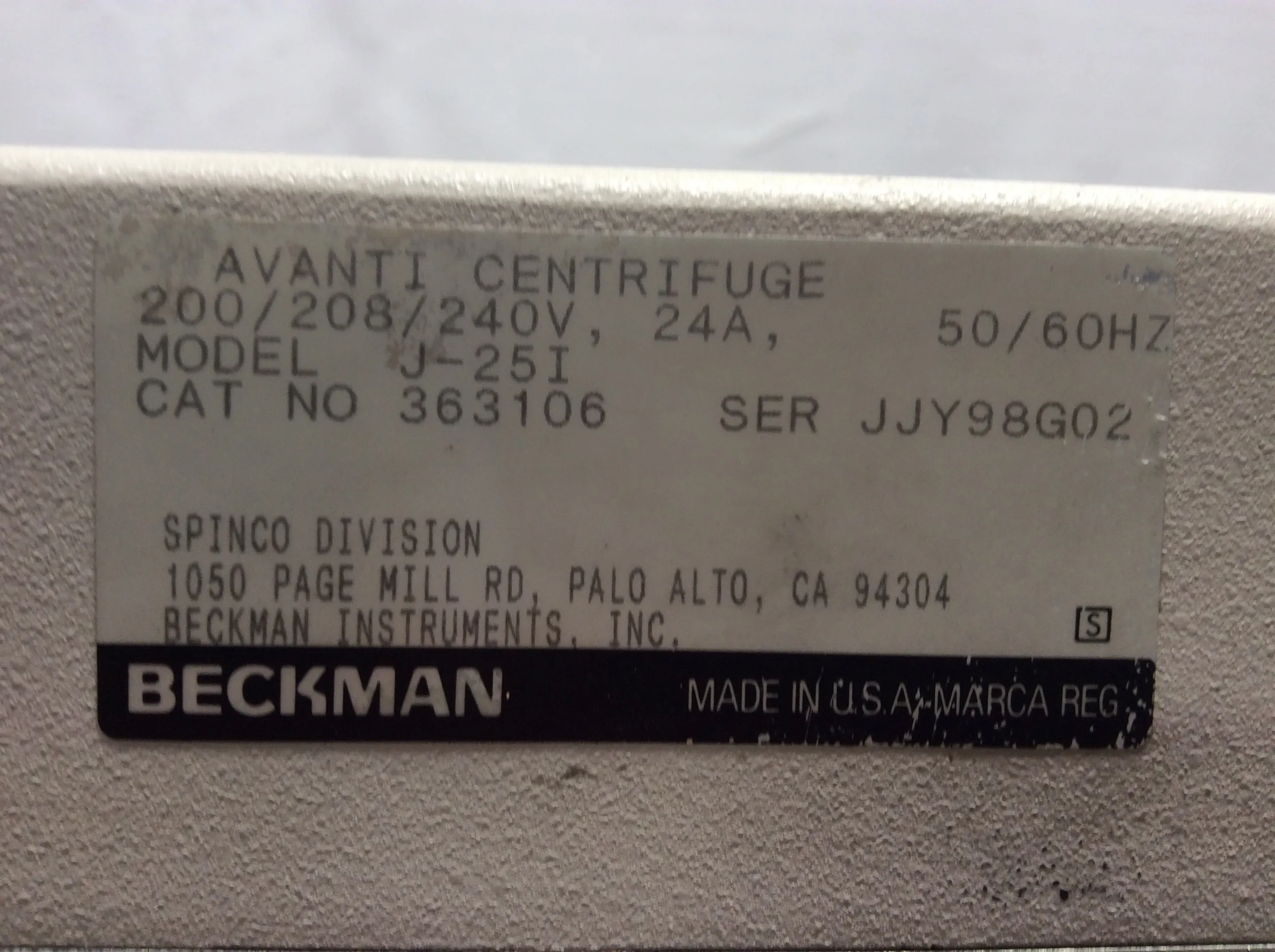 Beckman Avanti J-25i Floor-model, Refrigerated Ultracentrifuge