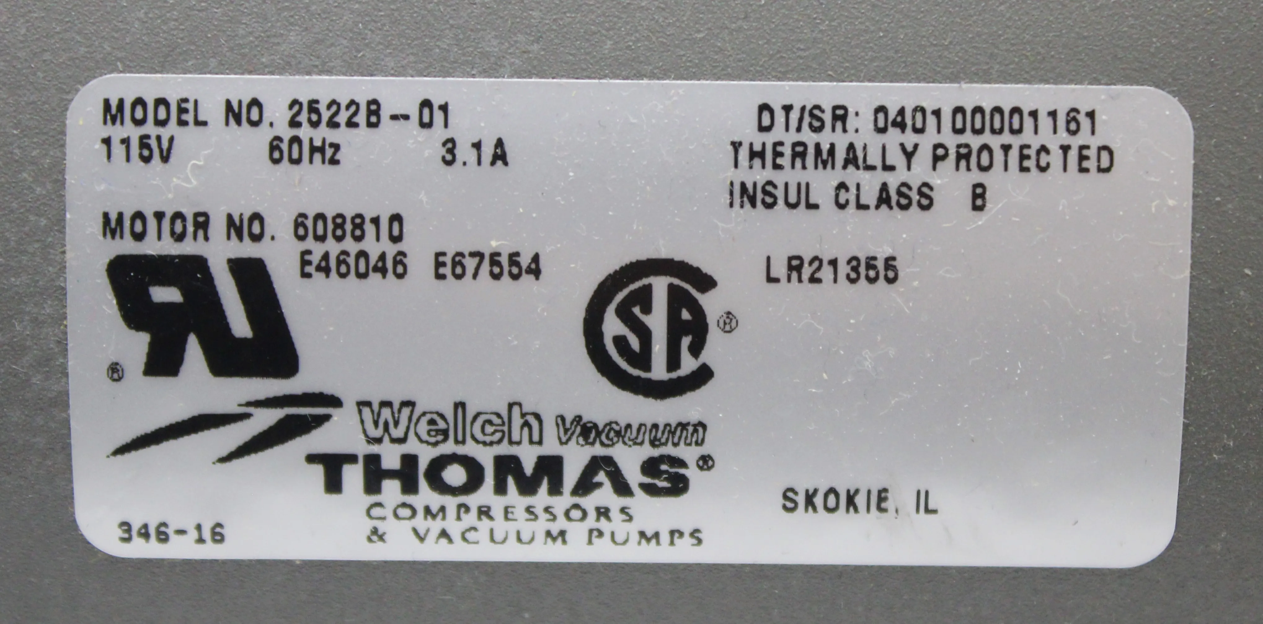 Welch 2522B-01 Vacuum Pump