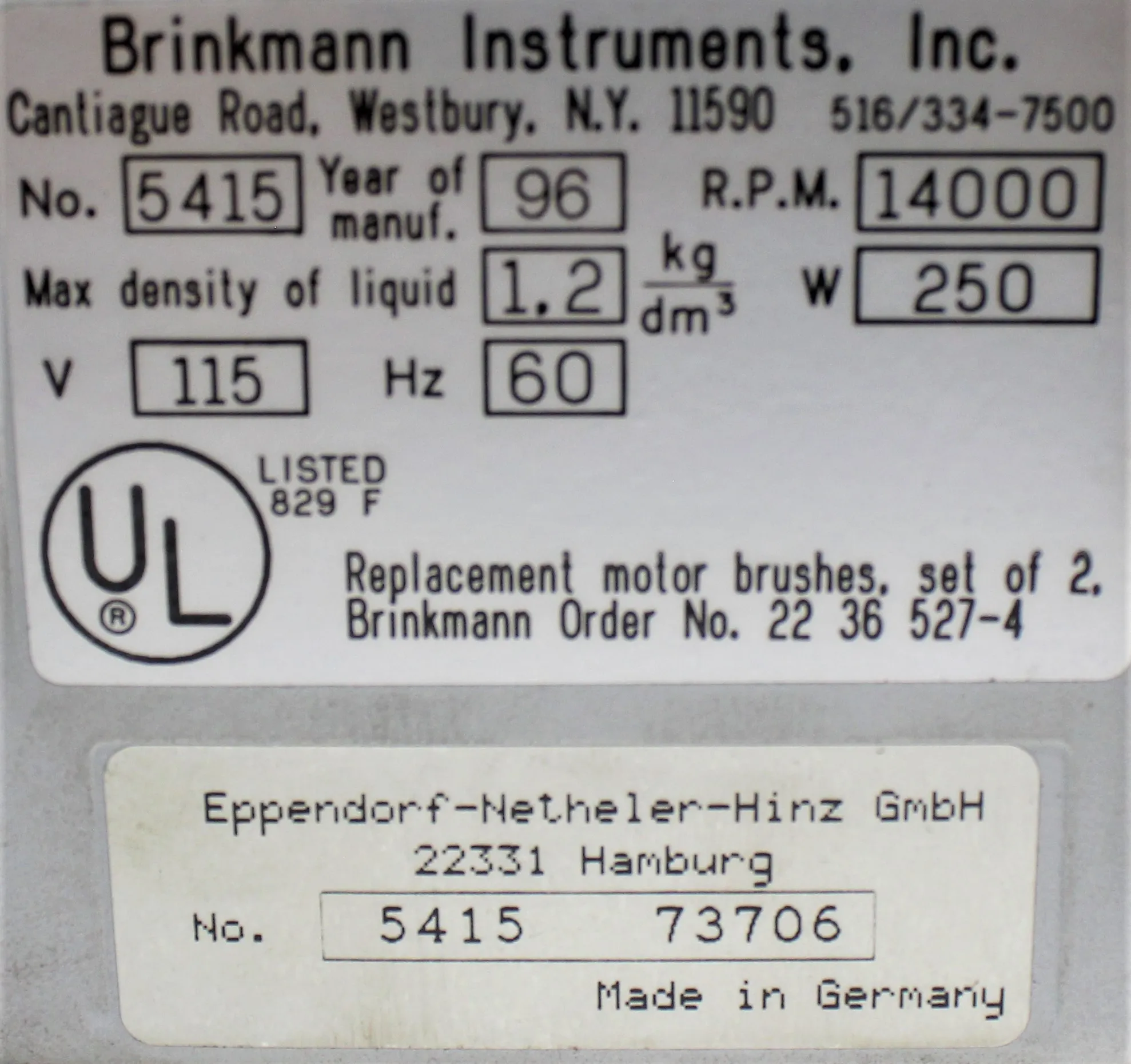 Eppendorf 5415C Benchtop Centrifuge with FA 45-18-11 Rotor