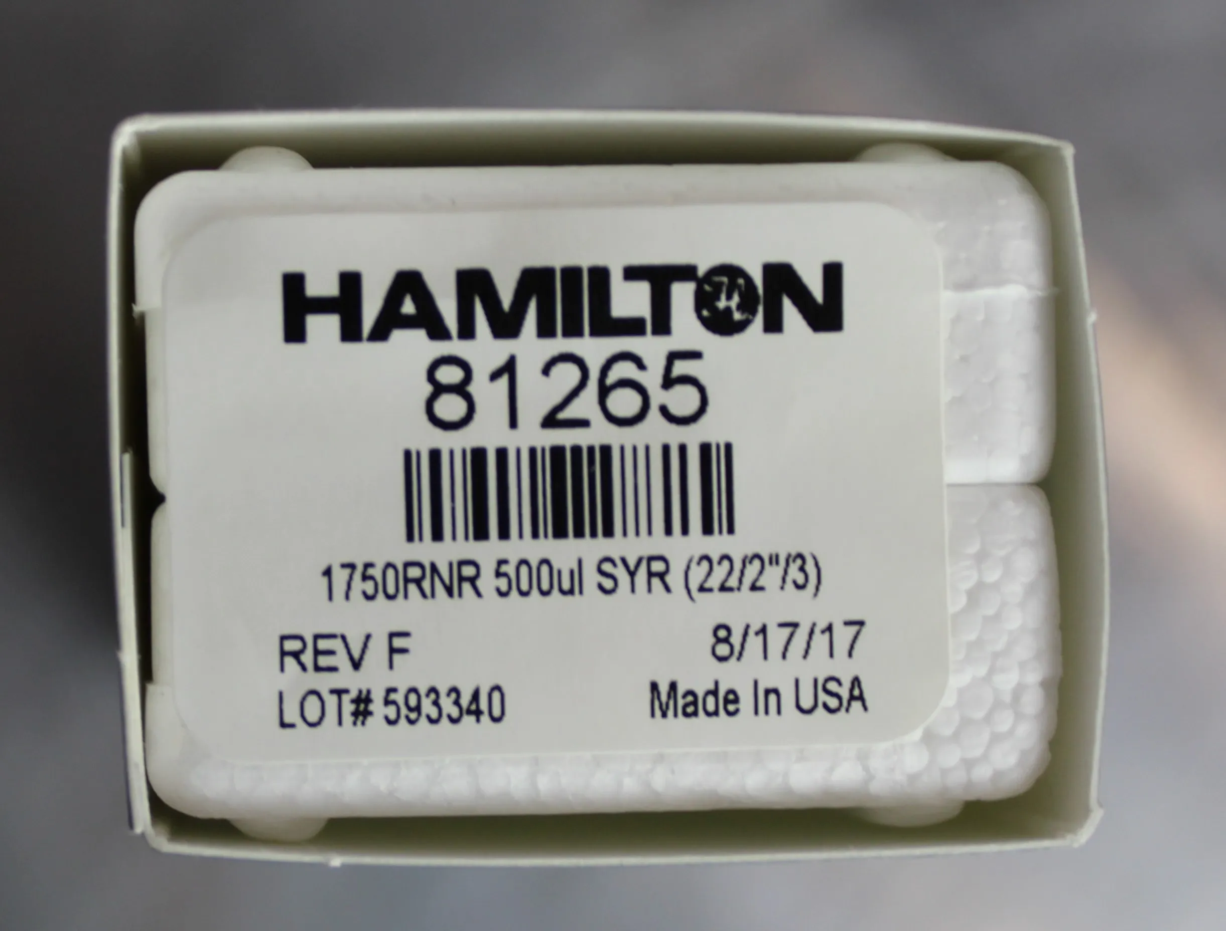 Hamilton 500uL Gastight Syringe, 1750 RN, 22G (REF: CSP81265)