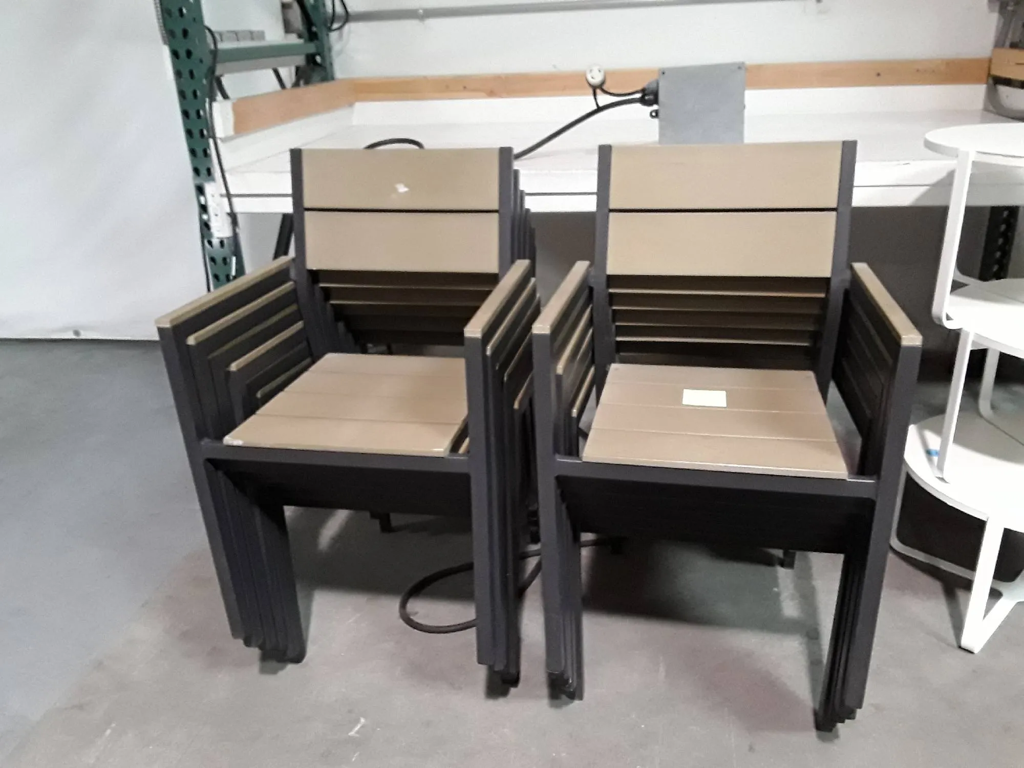 Lab Bench - TAN PLASTIC/METAL CHAIRS