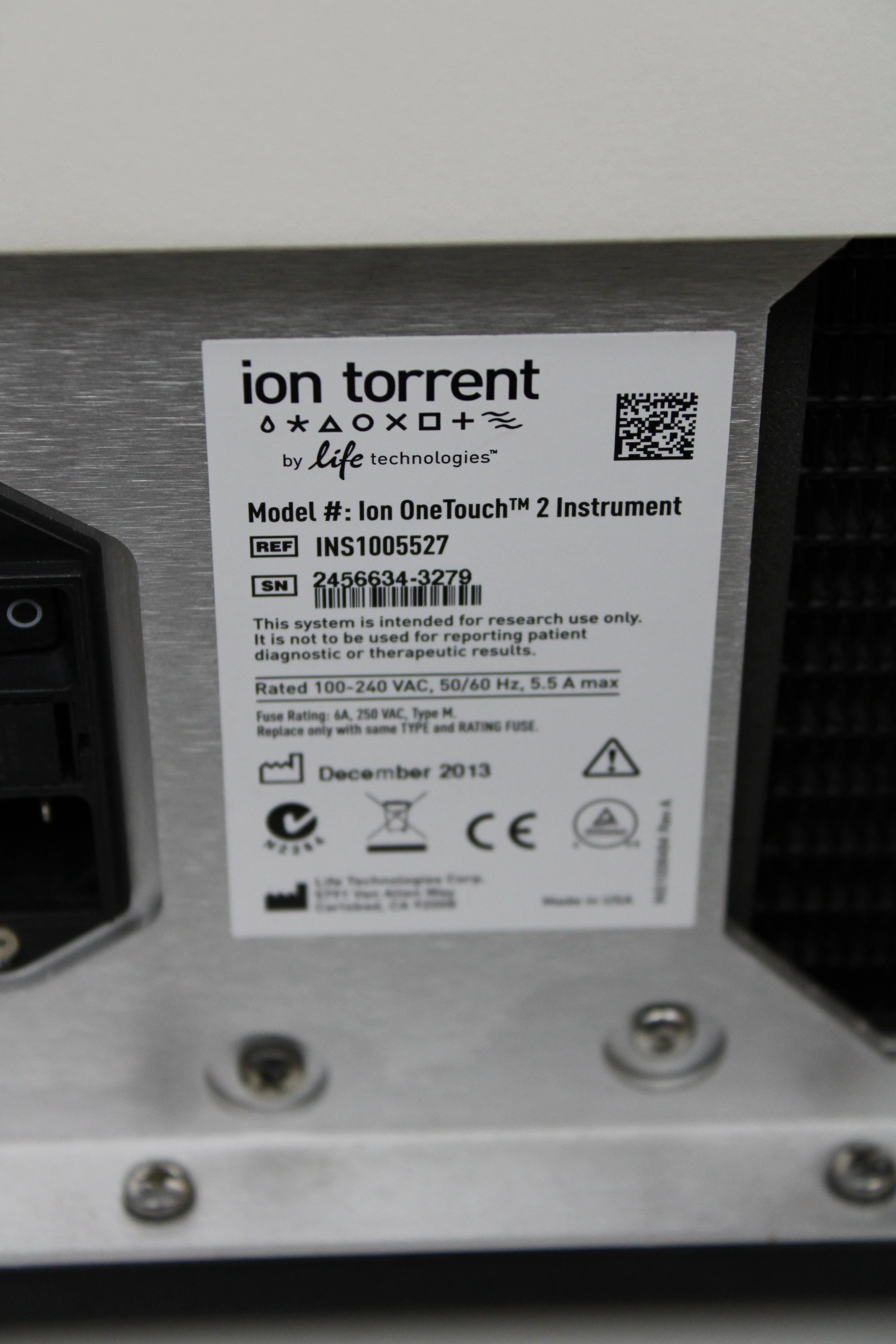 Ion Torrent DNA Sequencer - Ion OneTouch 2 Instrument (Used, Class 4 - As-Is)