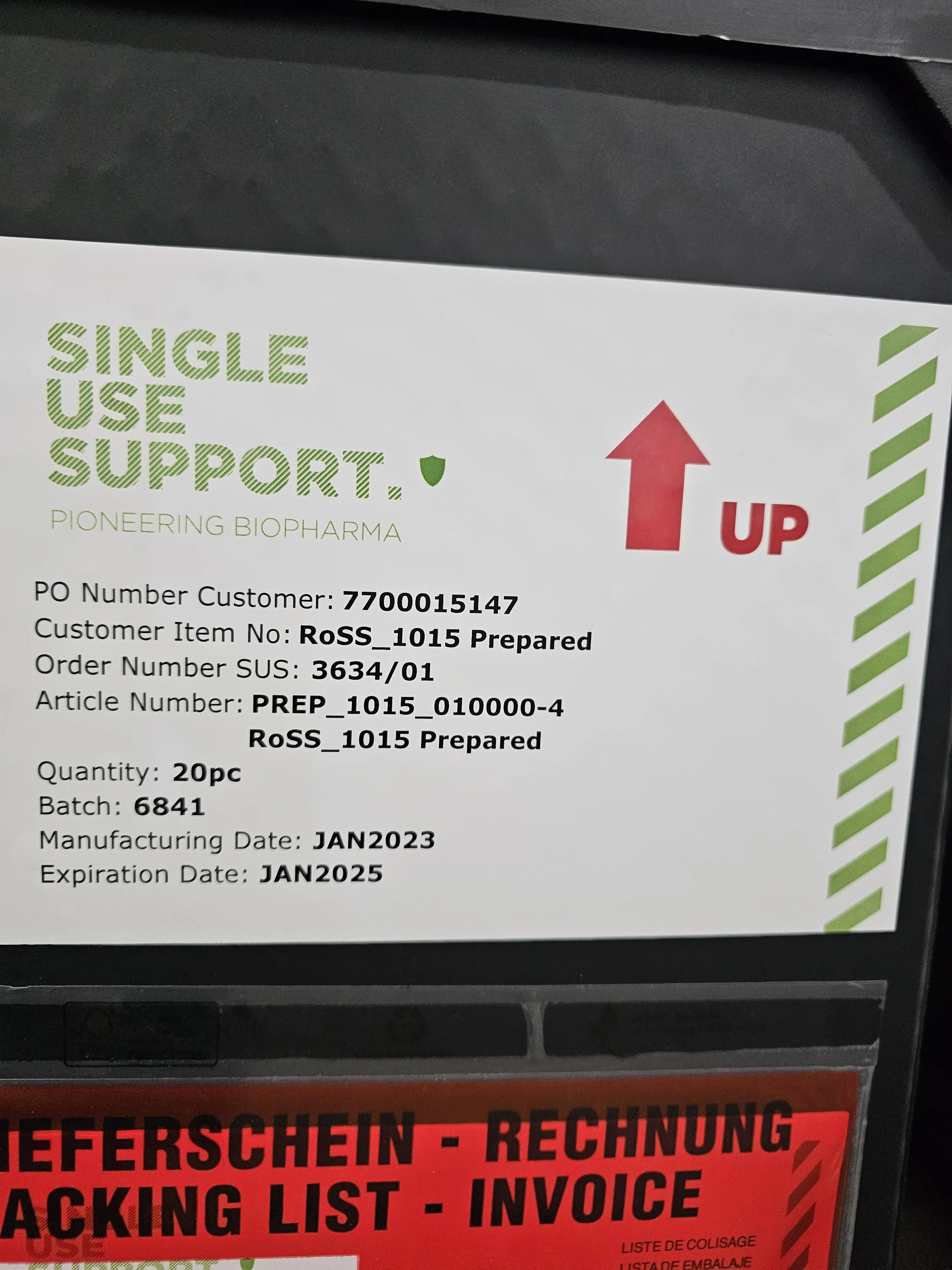 Single Use Support RoSS_1015 Prepared Bio container