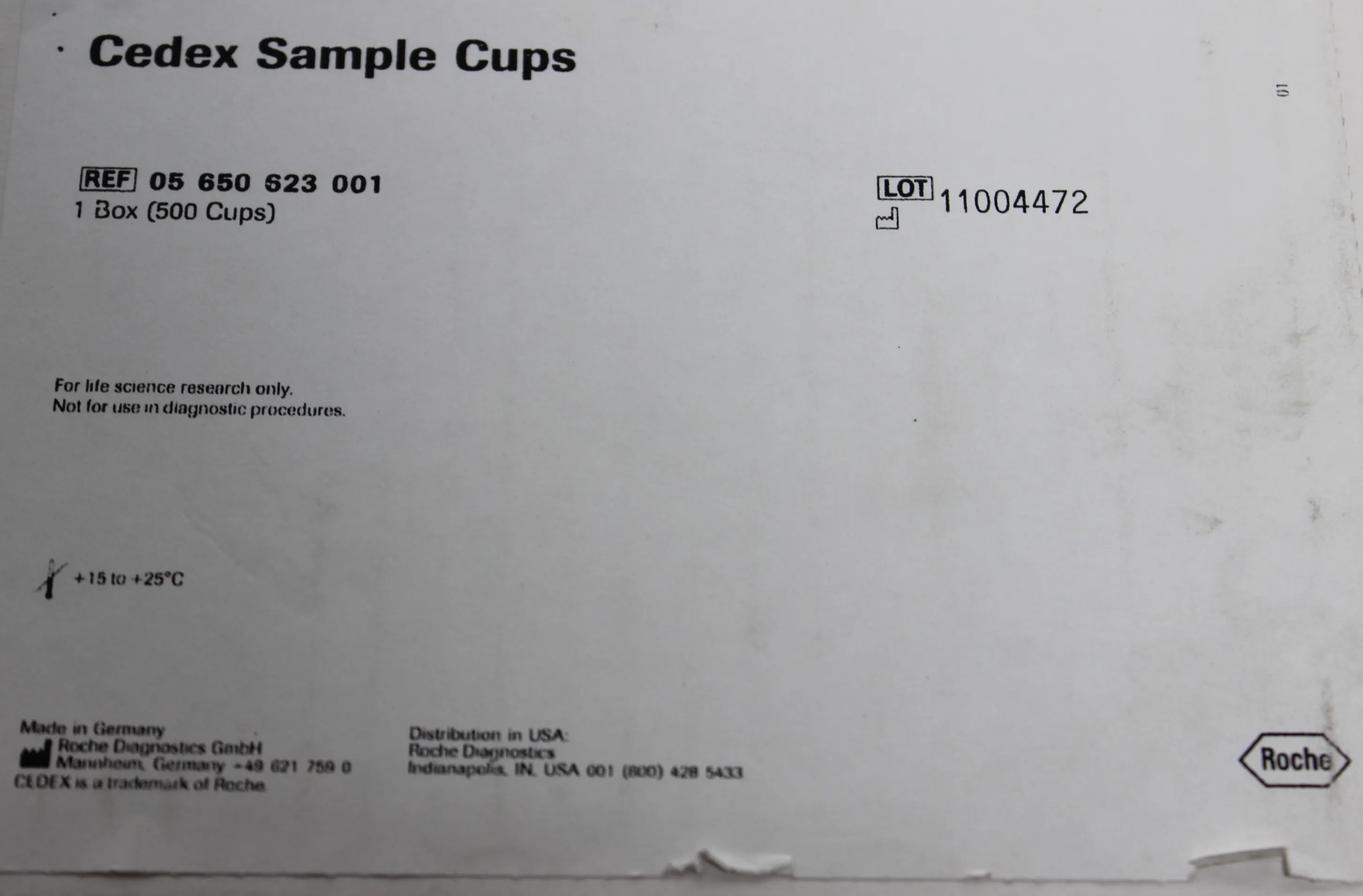 Cedex Low Fouling Sample Cups Clear Blue Qty 500