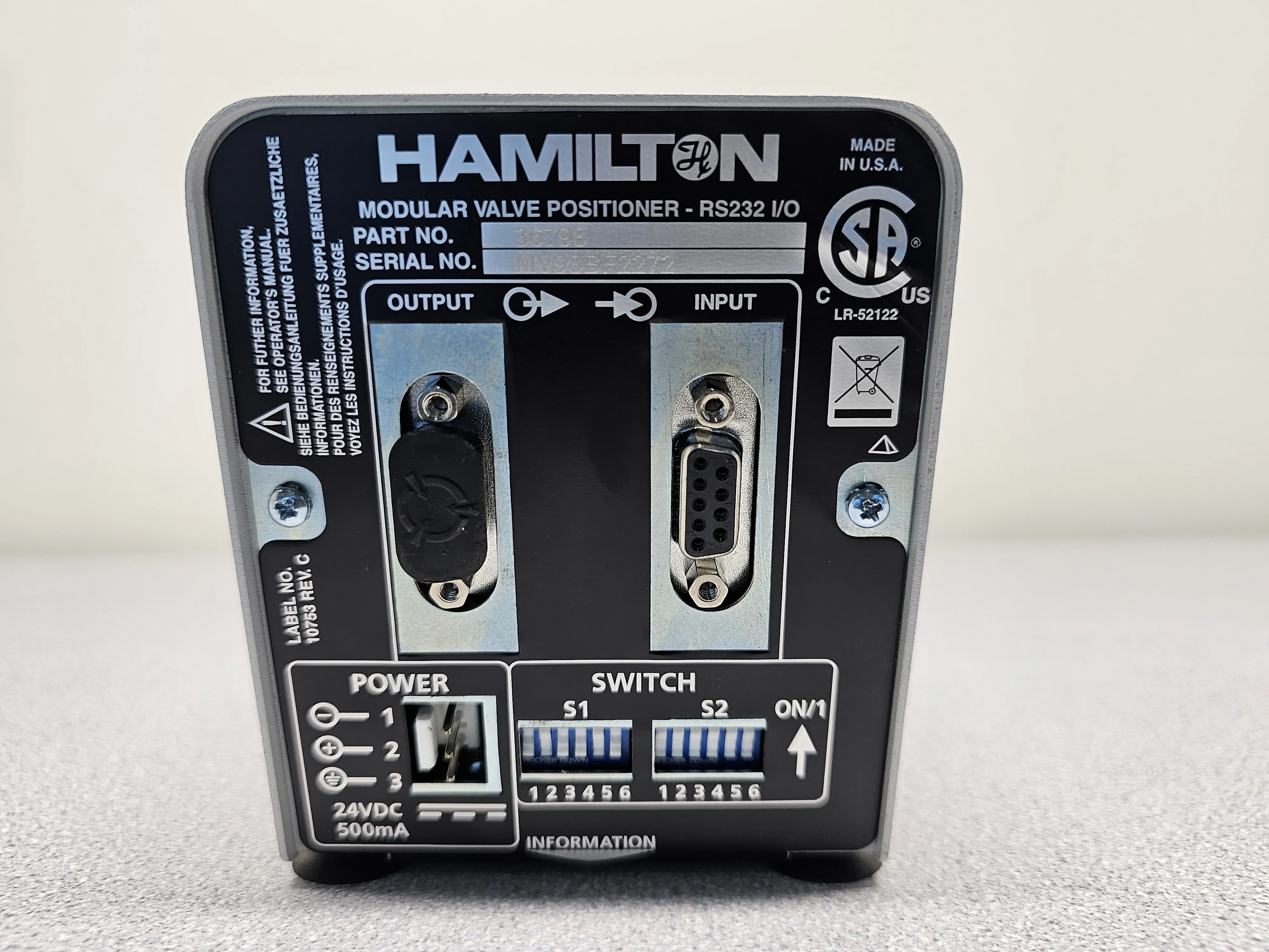 Hamilton MVP Modular Valve Positioner W/ RS-232 Control P/N: 36798