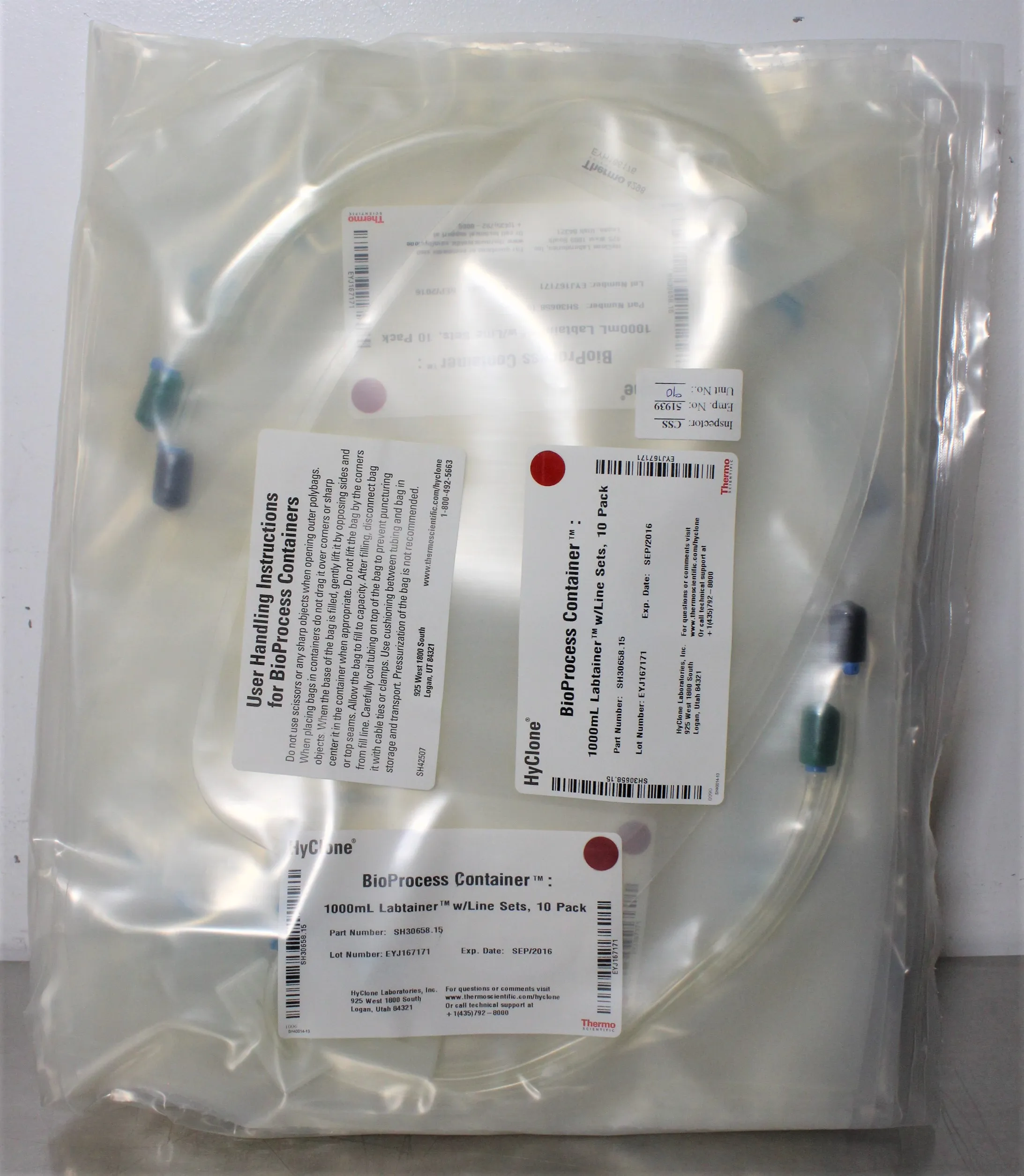 Thermo Scientific Labtainer BPC 1000mL BioProcess Container 10 Pack SH30658.15