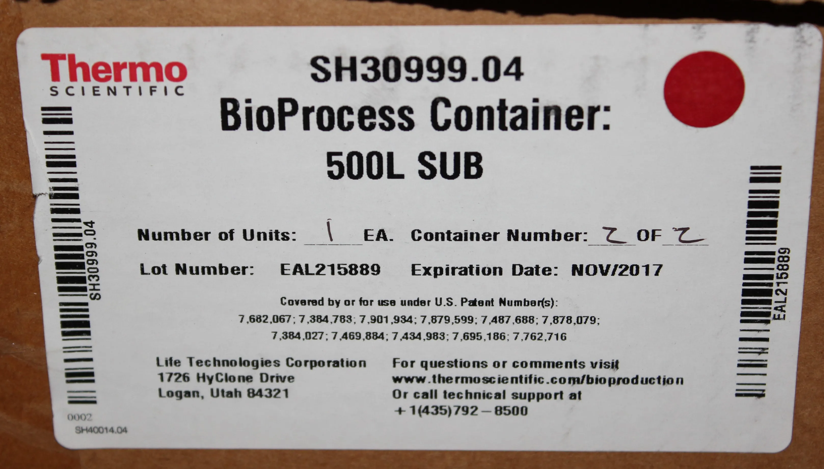 Thermo Scientific BioProcess Container 500L SUB SH30999.04 Single-Use Mixer