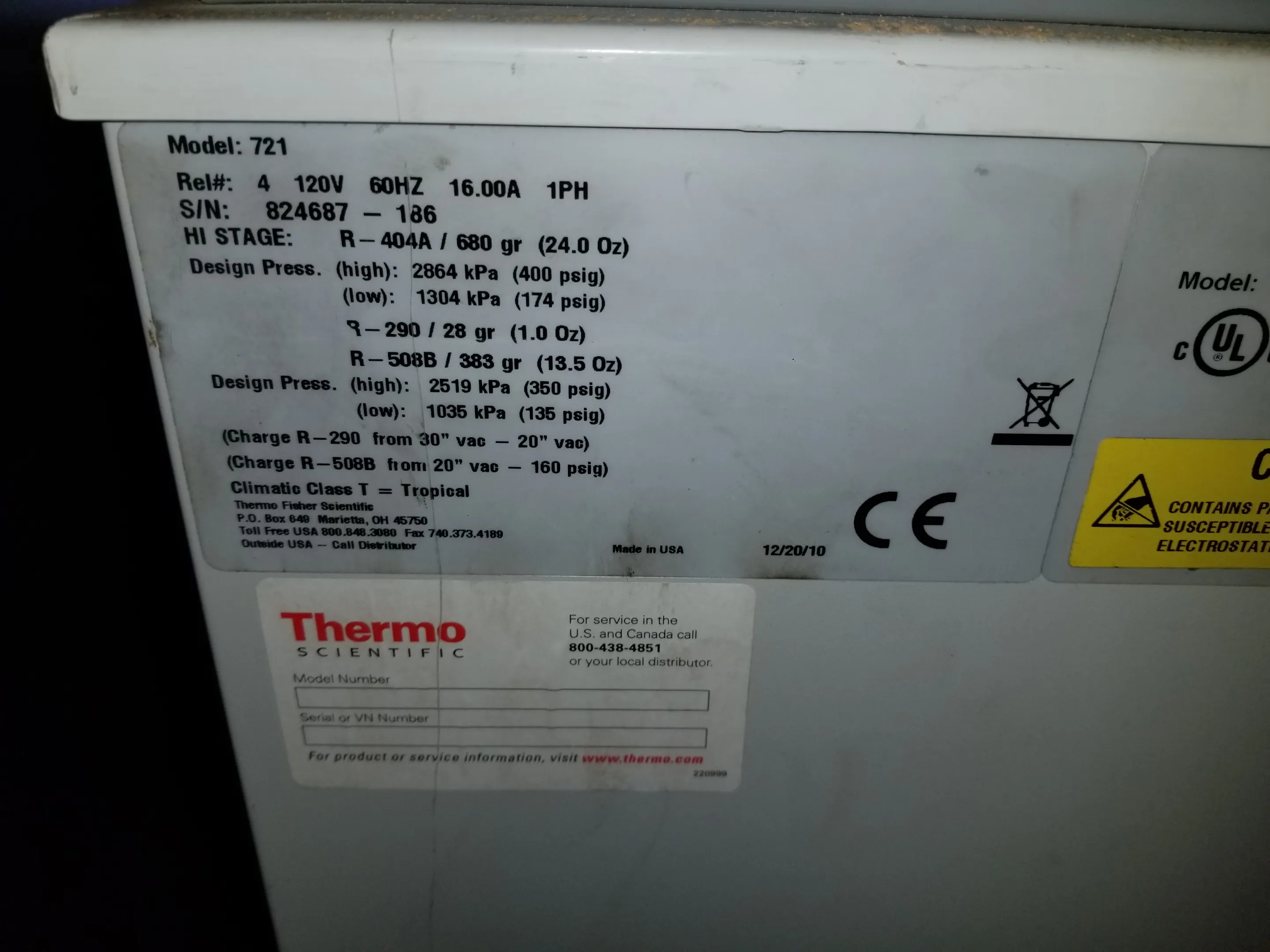 Thermo Fisher Scientific Series 721 Ultra Low Temp -80 Chest Freezer