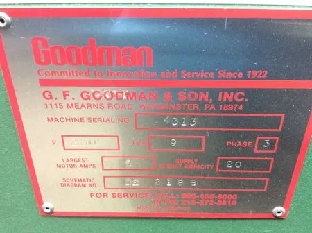 Goodman Fly Cutter Automated Cutter Class 4 - As-Is