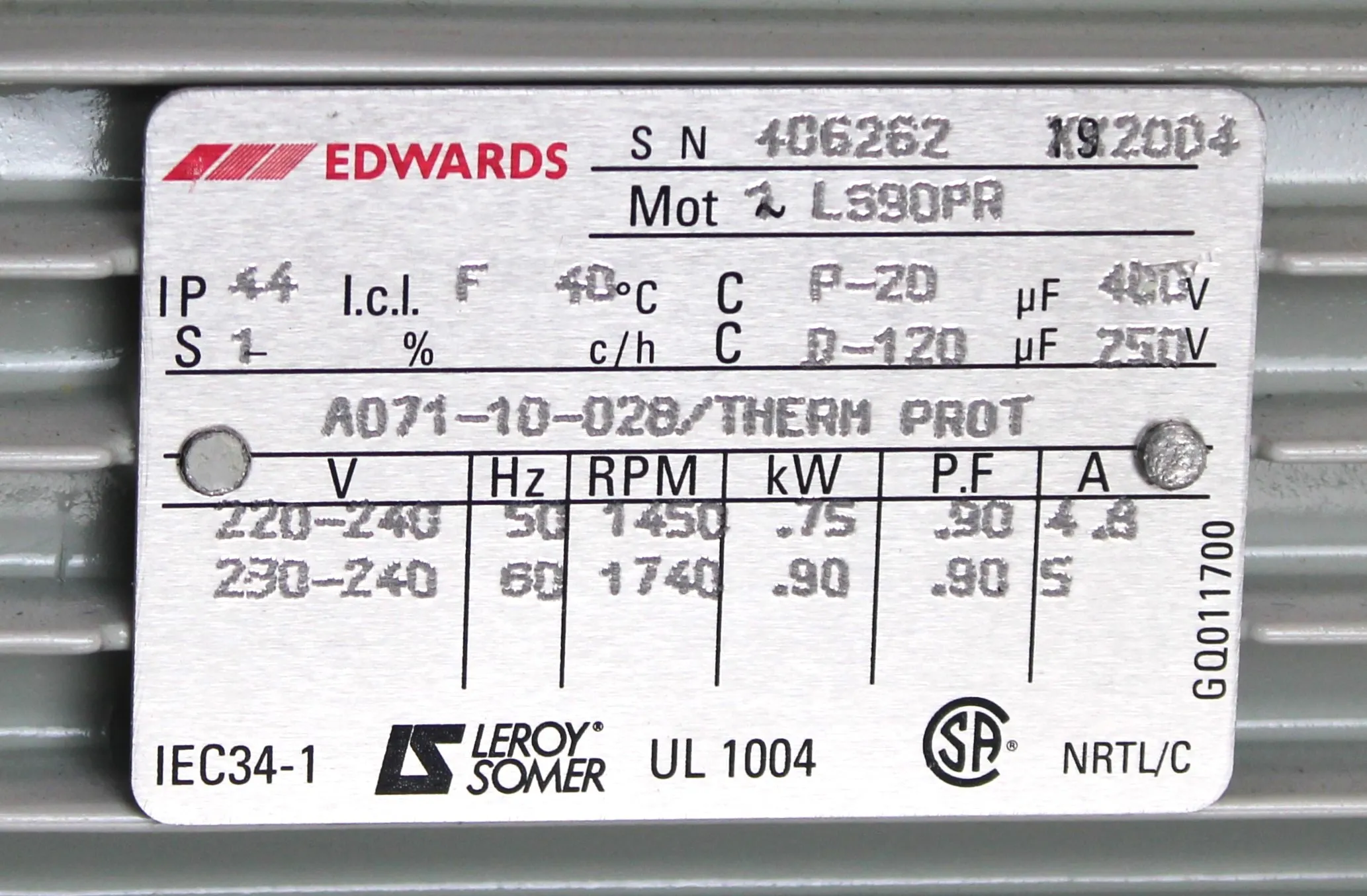 Edwards E2M30 Rotary Vane Vacuum Pump A37415903