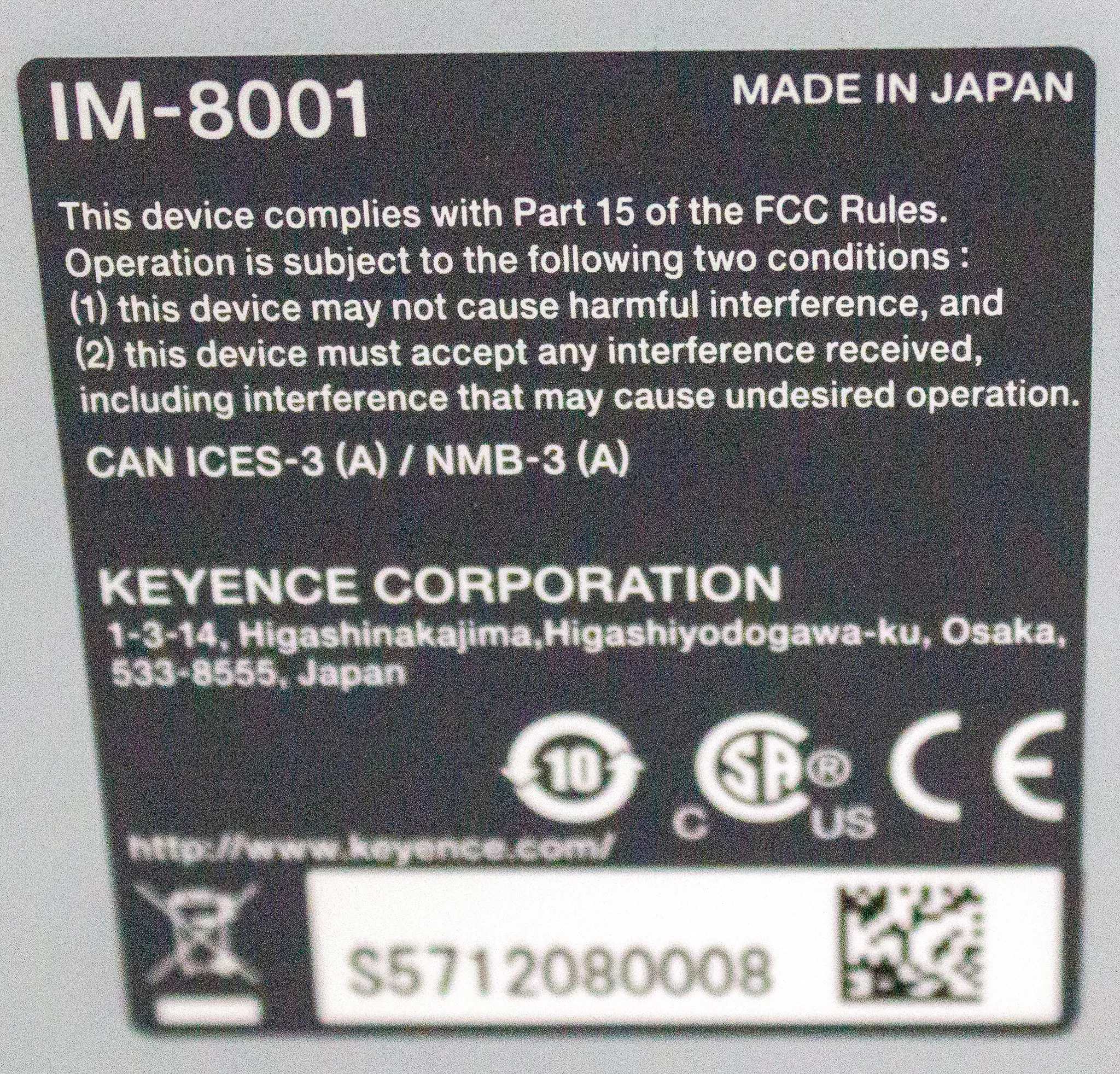 Keyence IM-8000 Series Image Dimension Measurement System IM-8030T