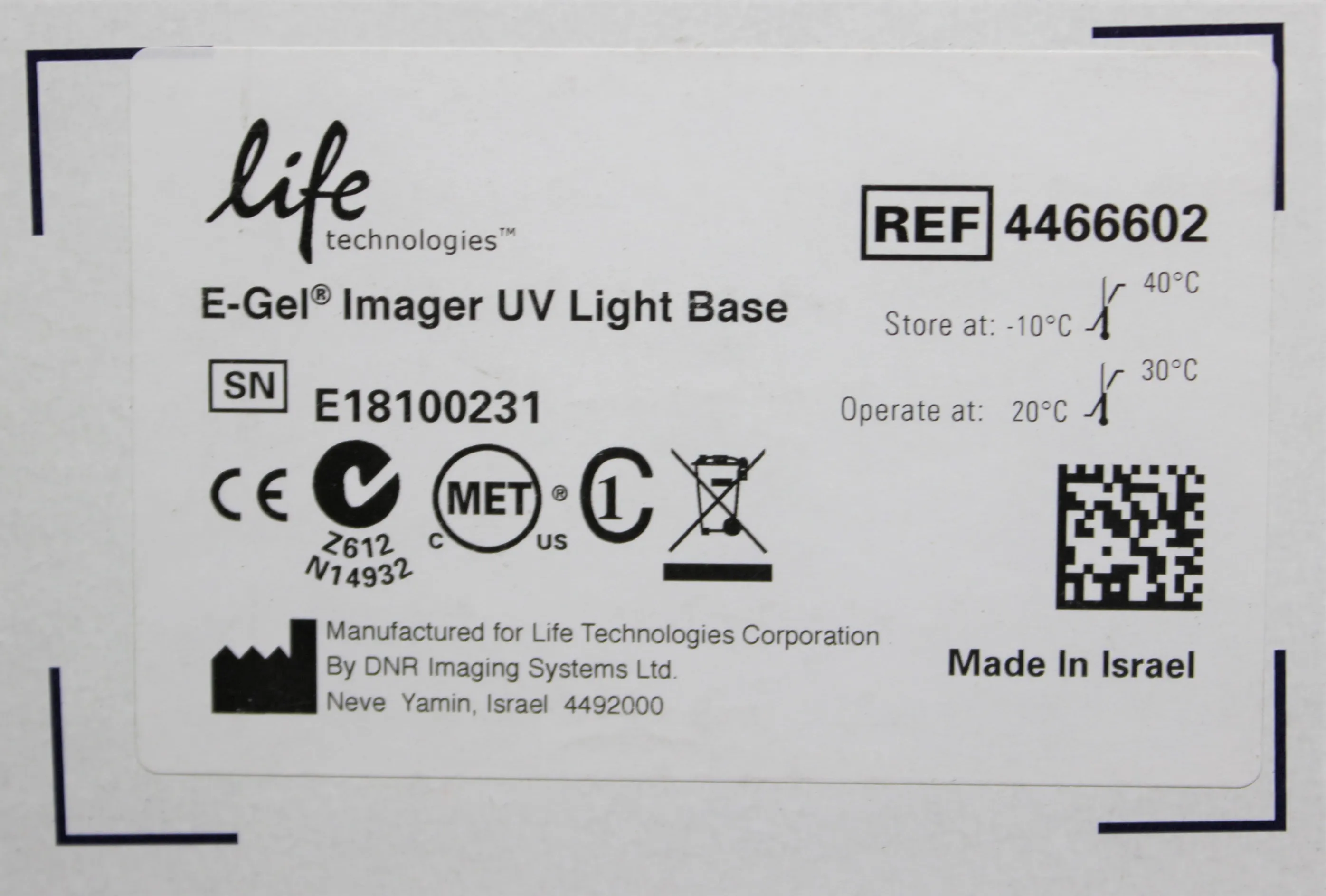 Life Technologies 4466602 UV Light Base - Used Electrophoresis Light Box