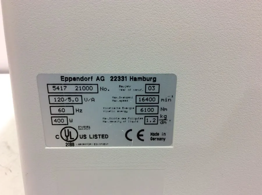 Eppendorf 5417C Non-Refrigerated Benchtop Microcentrifuge