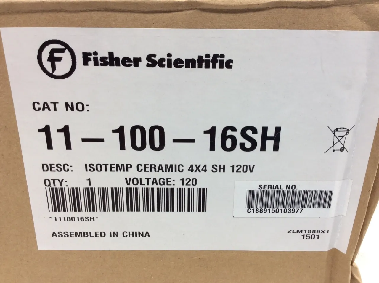 Fisher Scientific Isotemp Cat. 11-100-16SH Class 3 - Service New Laboratory Equipment