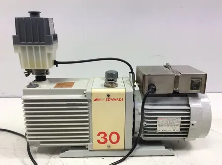 Edwards E2M30 Rotary Vane Dual Stage Vacuum Pump with EMF20 Oil Mist Filter - Good Working Condition