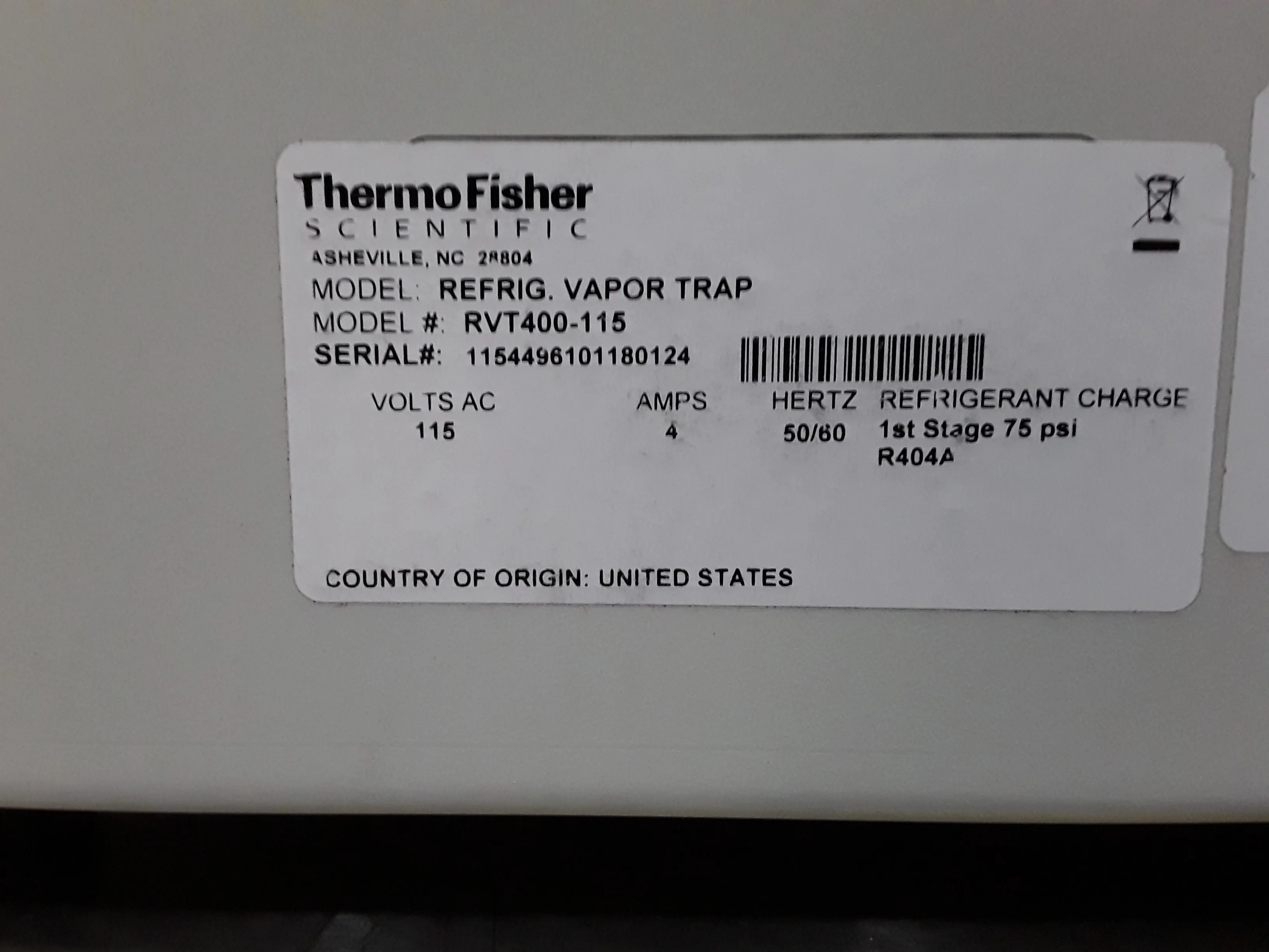 Thermo Fisher RVT400-115 Speed Vac Refrigerated Vapor Trap 4L Capacity Used Laboratory Equipment