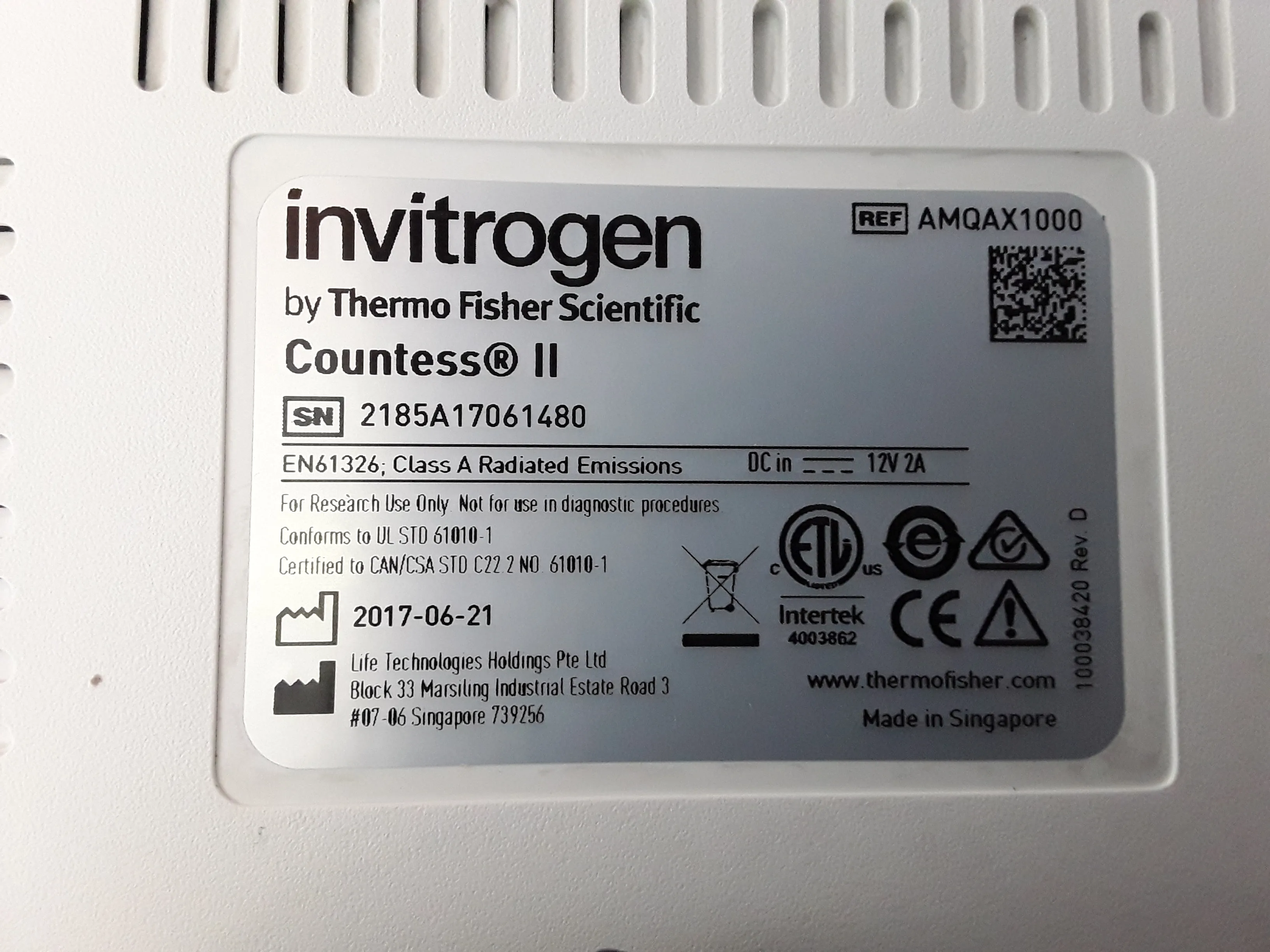 Invitrogen Countess II Automated Cell Counter Defect