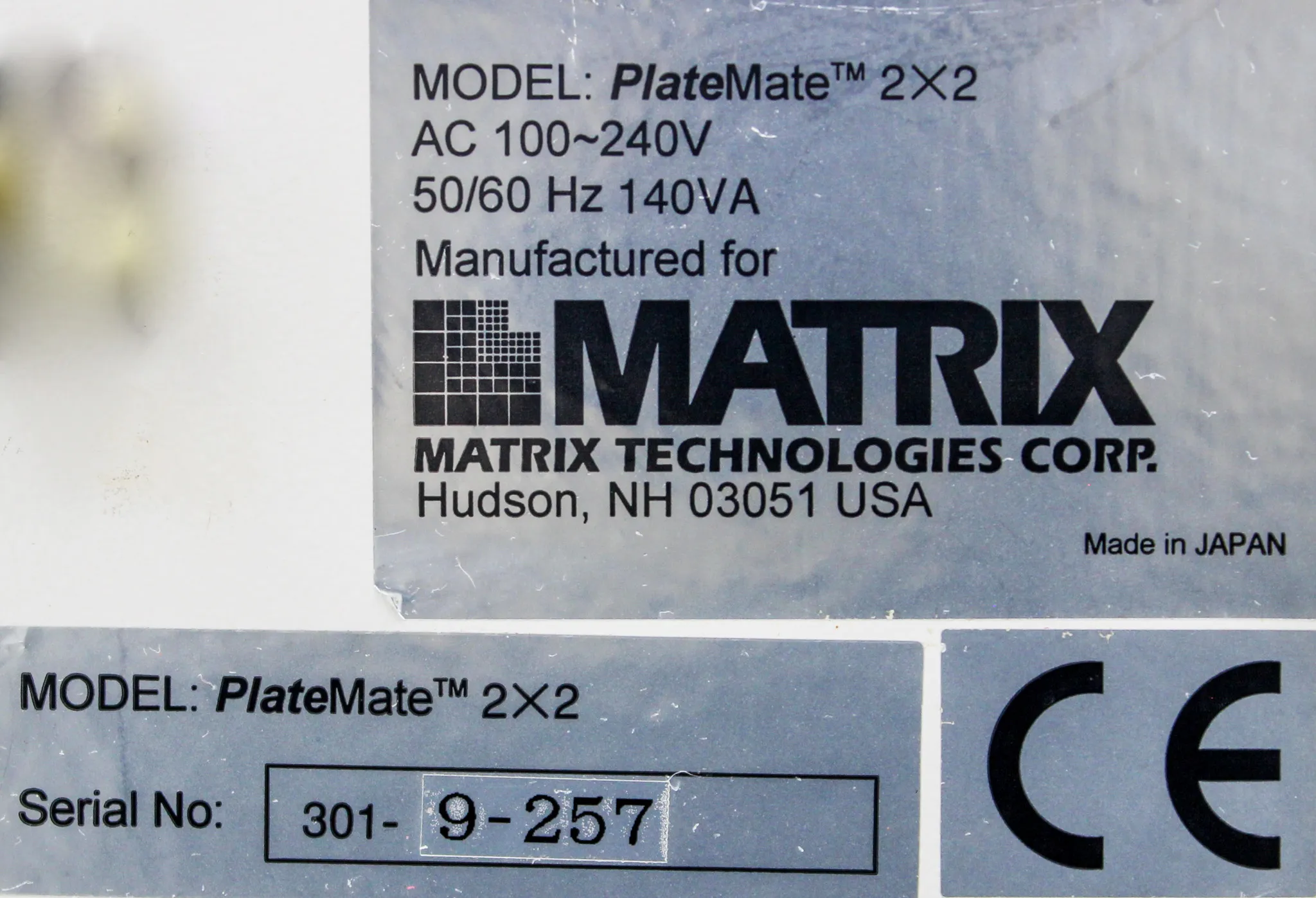 Matrix Plate Mate Automated 2X2 Liquid Handling and PM Head, Pipetting 30ul 96