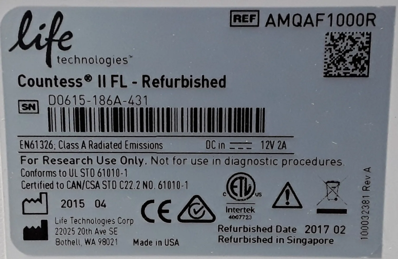 Invitrogen AMQAF1000R Cell Counter