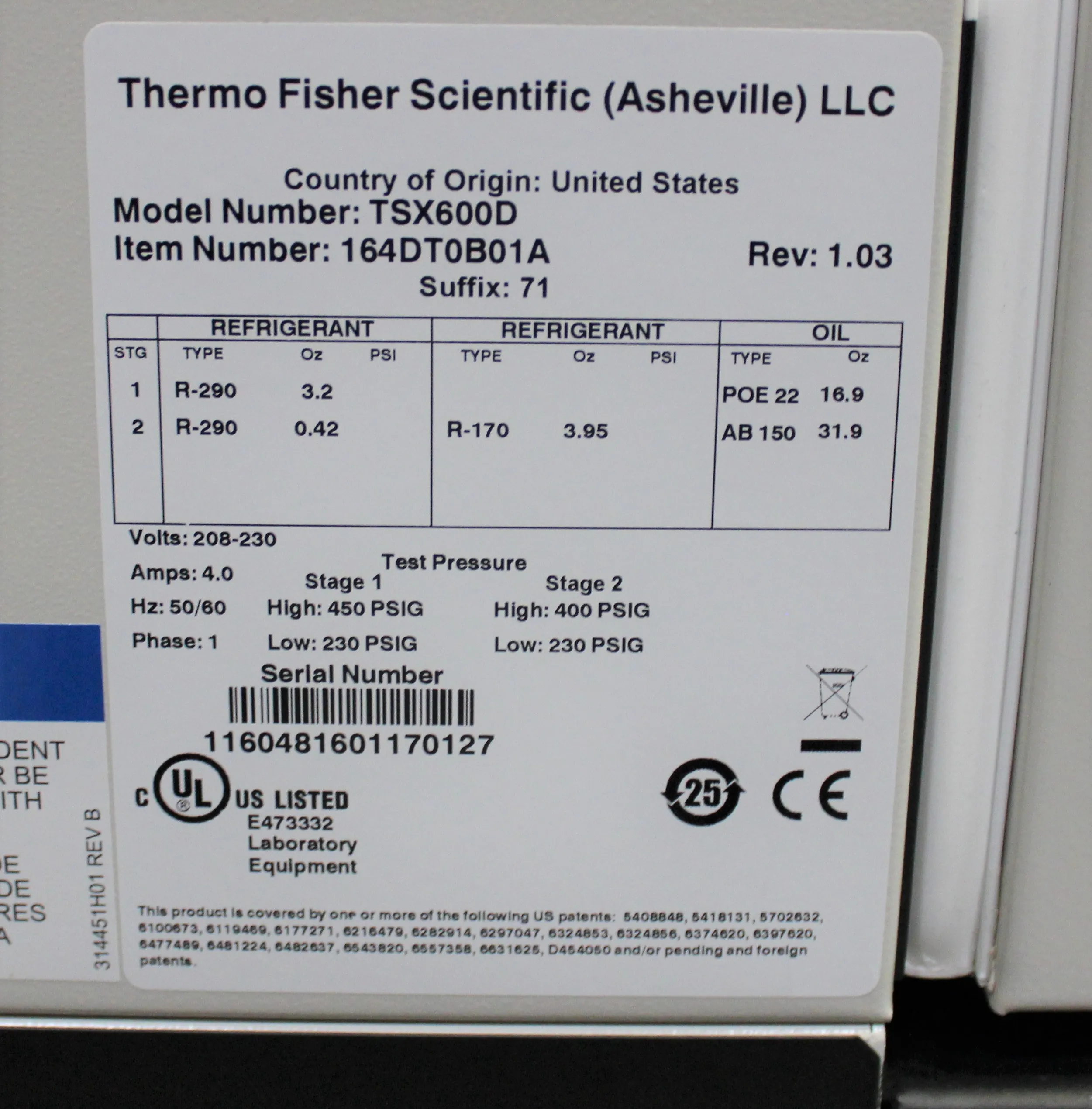 Thermo Scientific TSX600D Ultra-Low Temperature Freezer