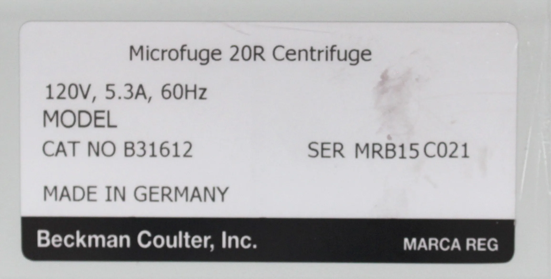 Beckman Coulter Microfuge 20R Benchtop Centrifuge - Class 4 - As-Is, Needs Repairs