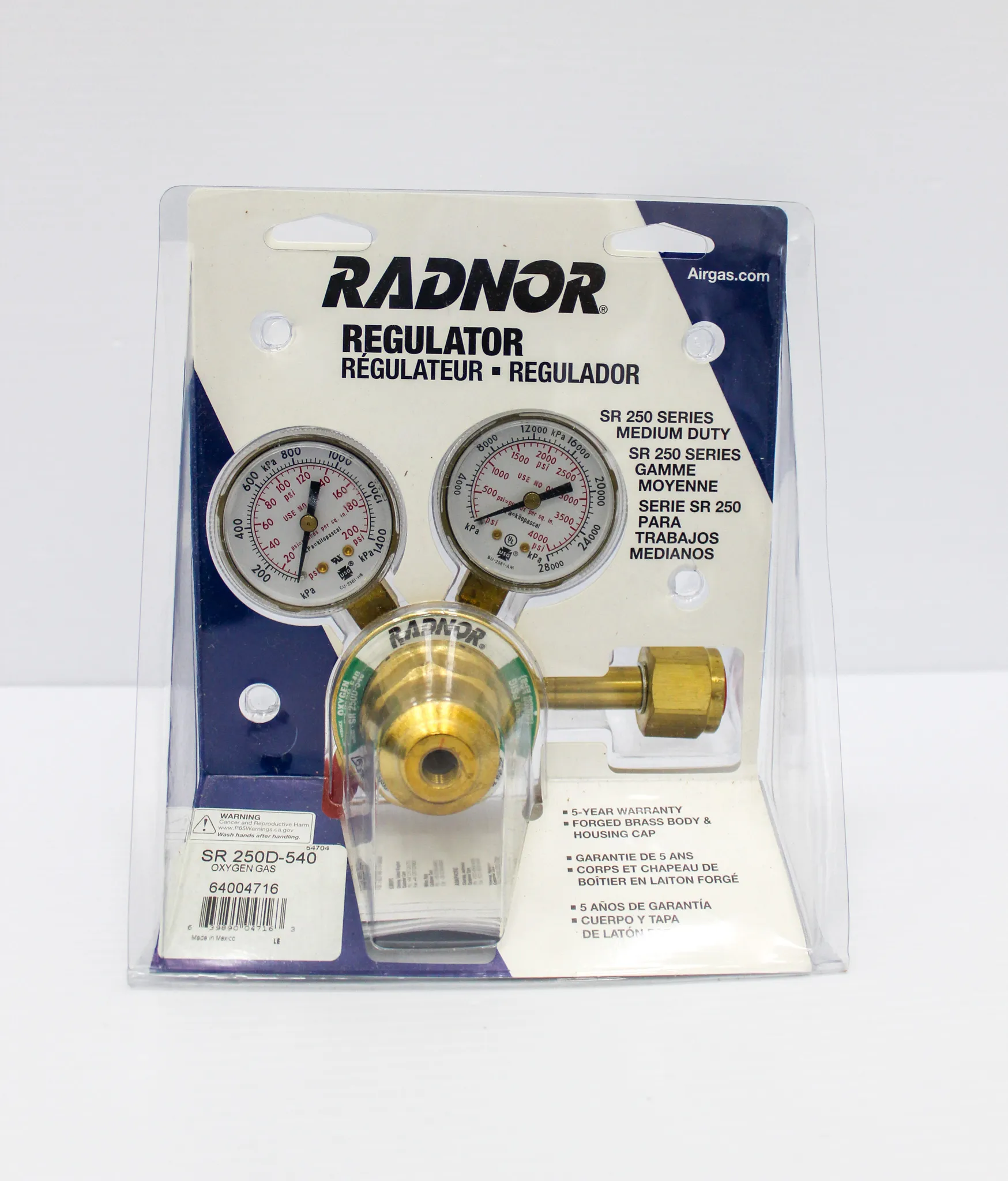 RADNOR Model SR250D-540 Classic Victor Medium Duty Oxygen Single Stage Regulator