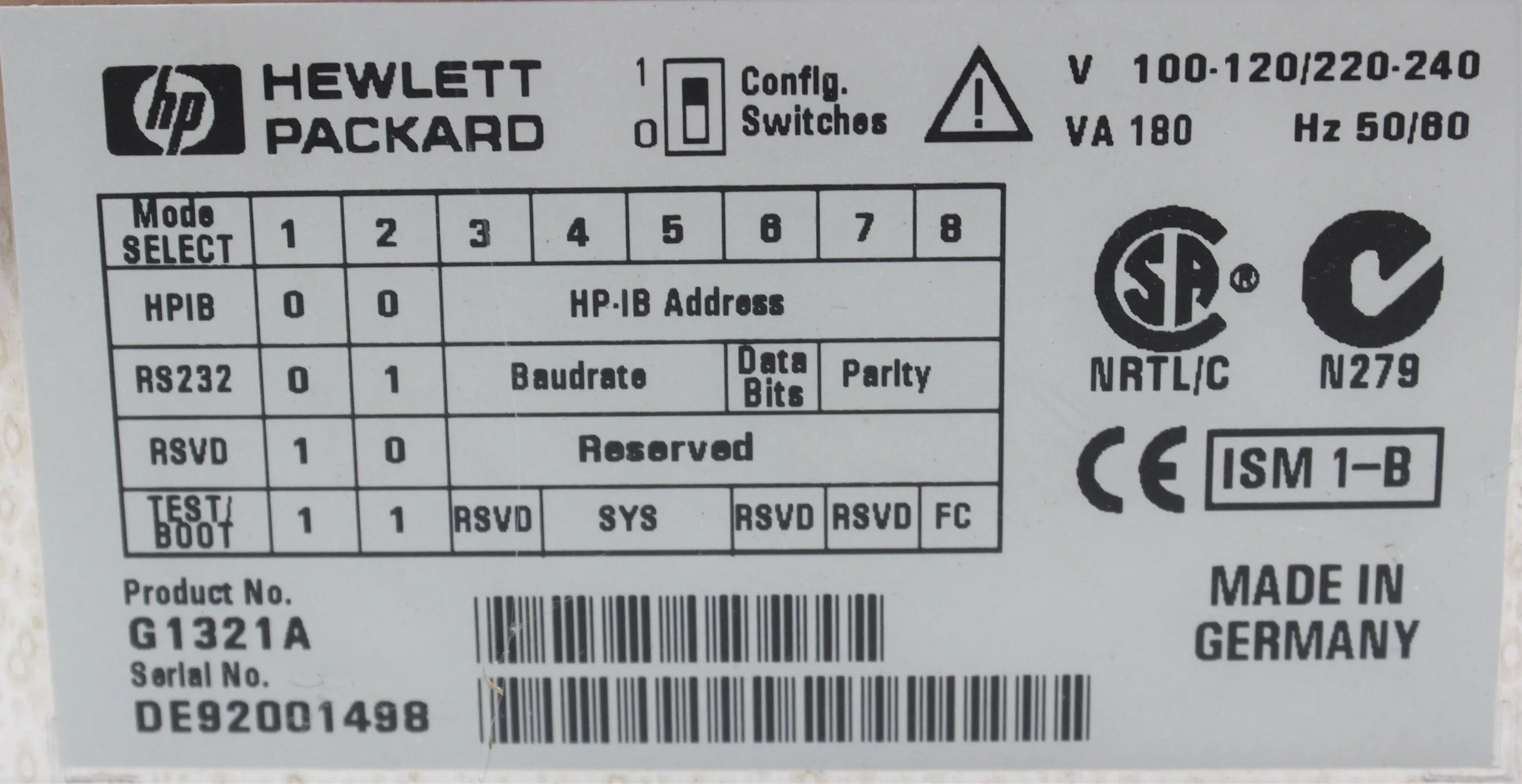 Hewlett Packard G1321A FLD Detector