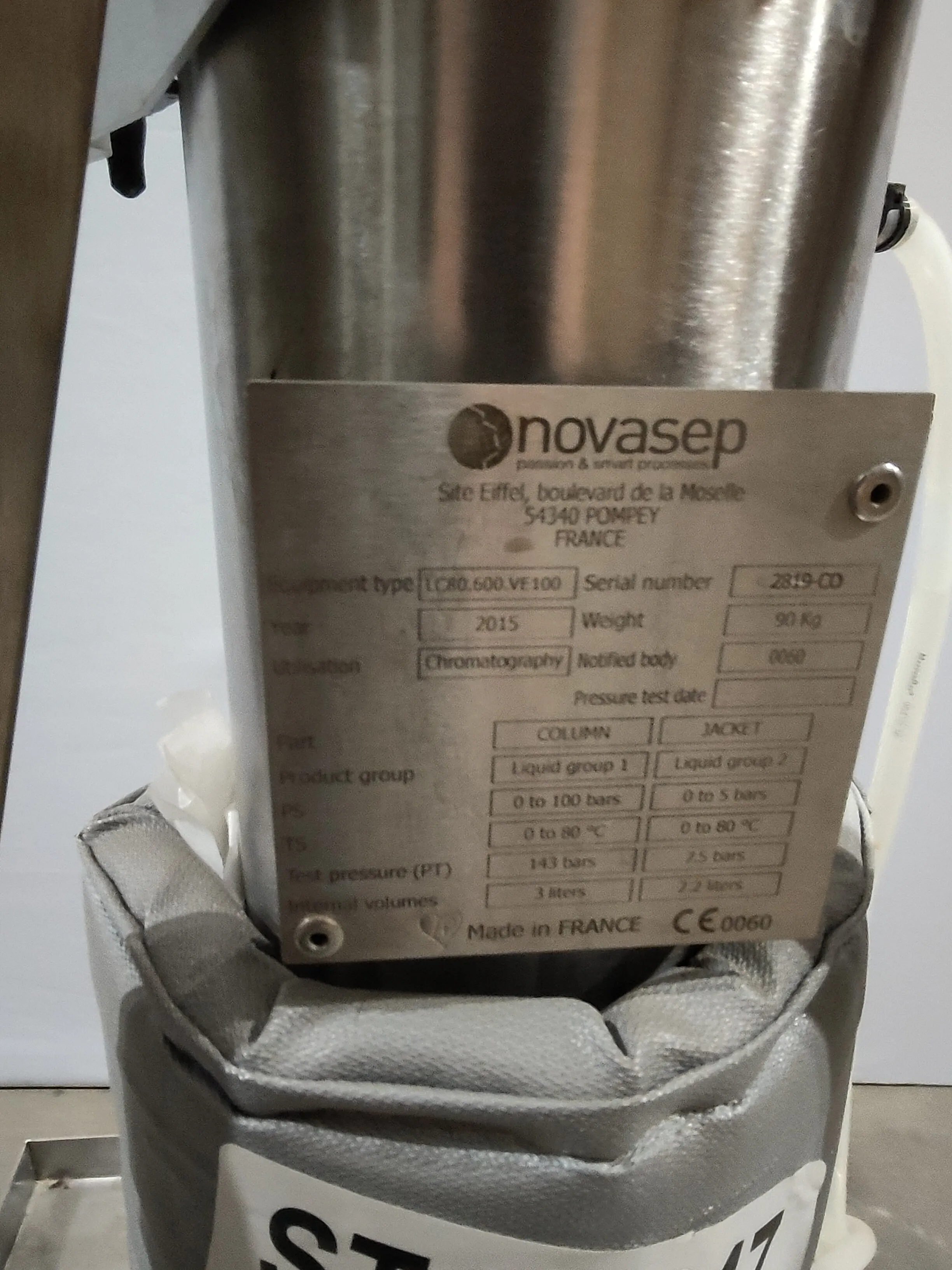 Novasep ProChrom LC80.600.VE100 Dynamic Axial Compression Column