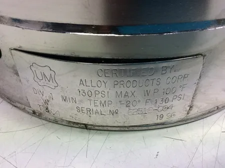 Alloy Products Corp Stainless Steel Tank Pressure Vessel