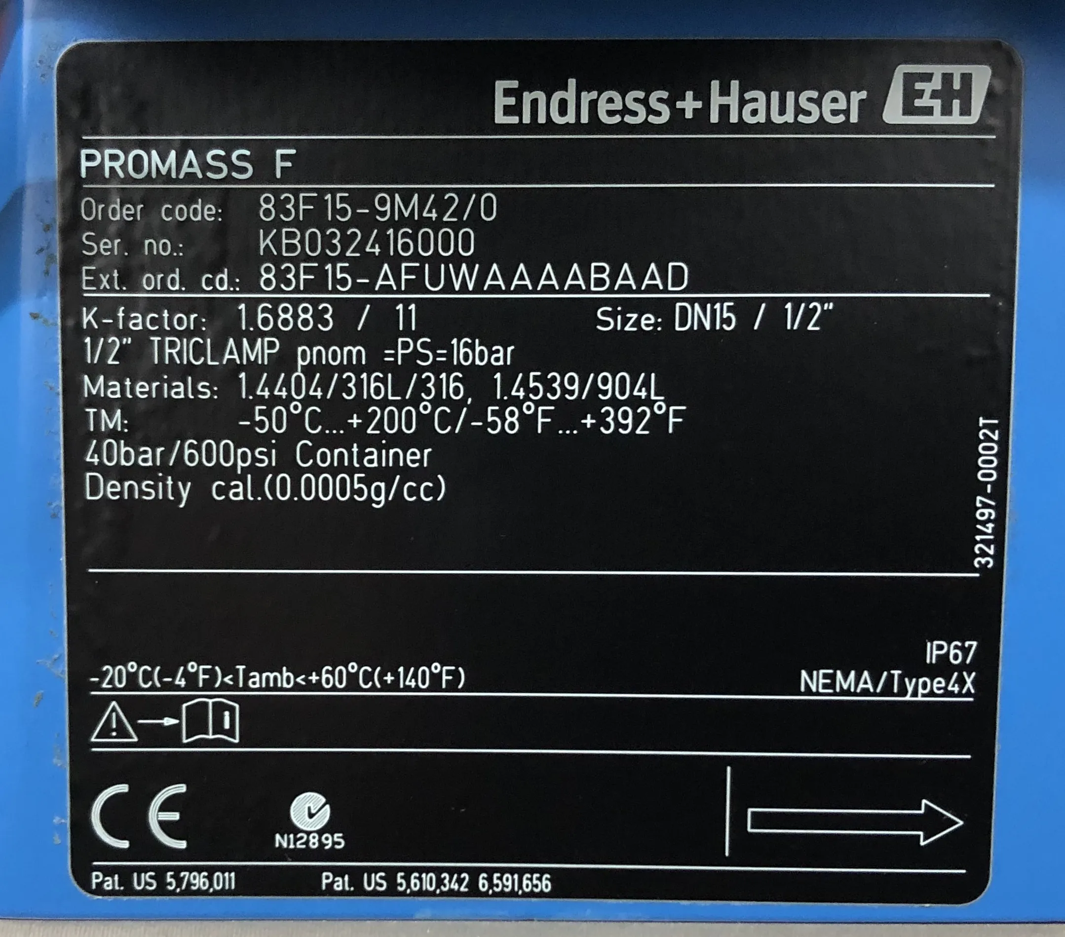 Endress & Hauser Promass 83 Magnetic Flow Meter